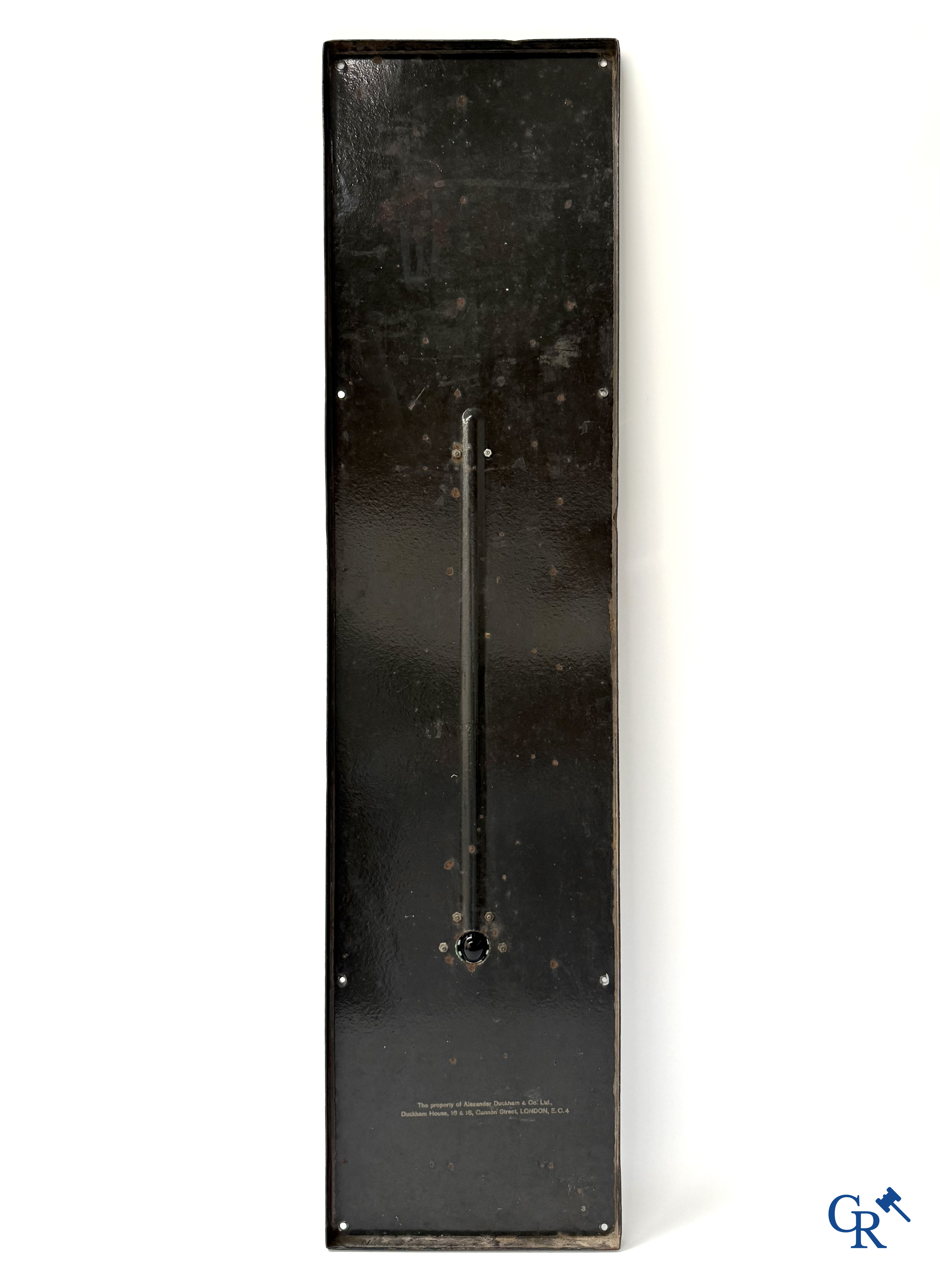 Duckham's Motor Oil. "Best in the World" Prachtig geëmailleerde reclame thermometer. Engelse makelij.