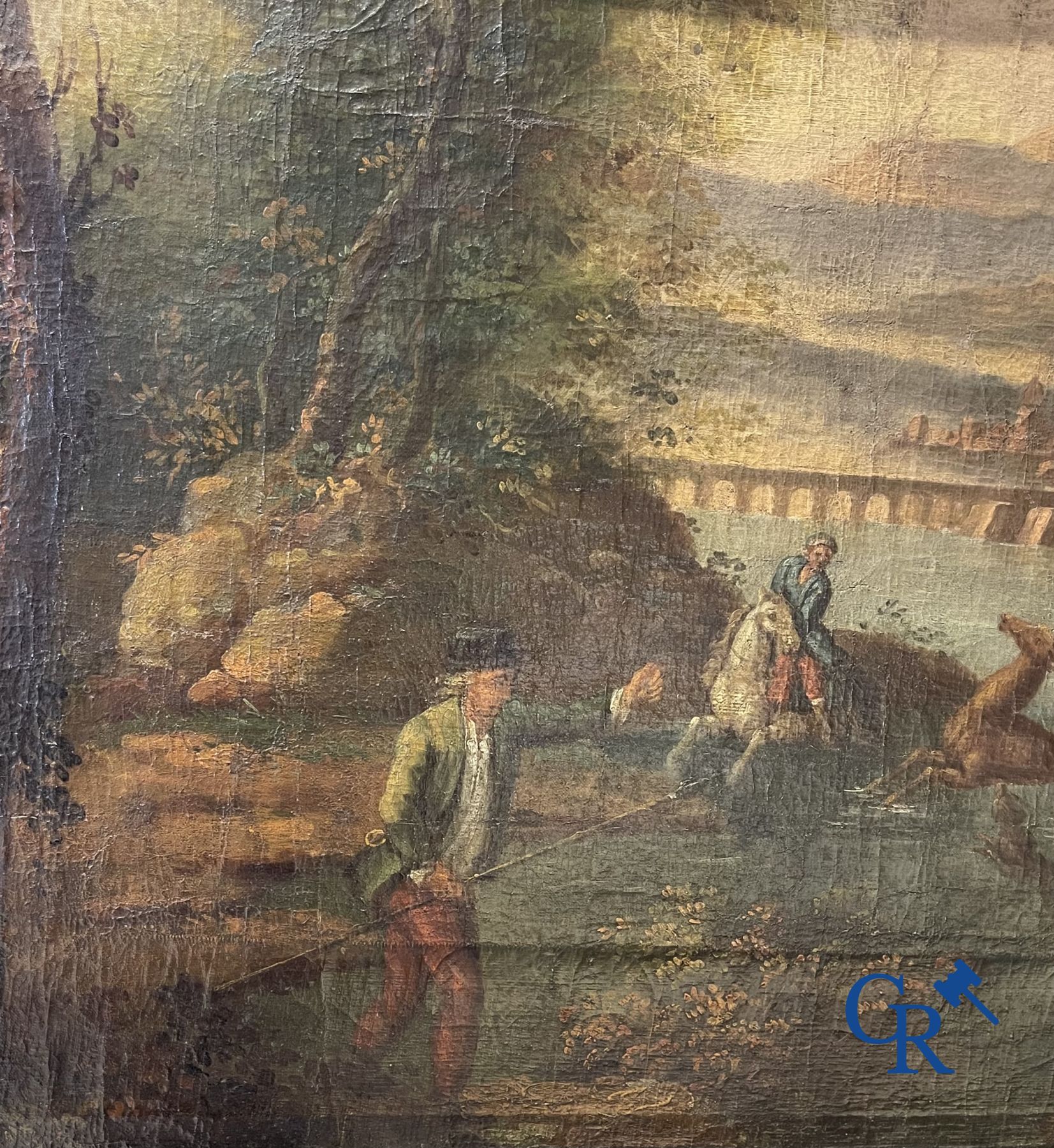 Painting: Oil on canvas, hunting scene, 18th century.