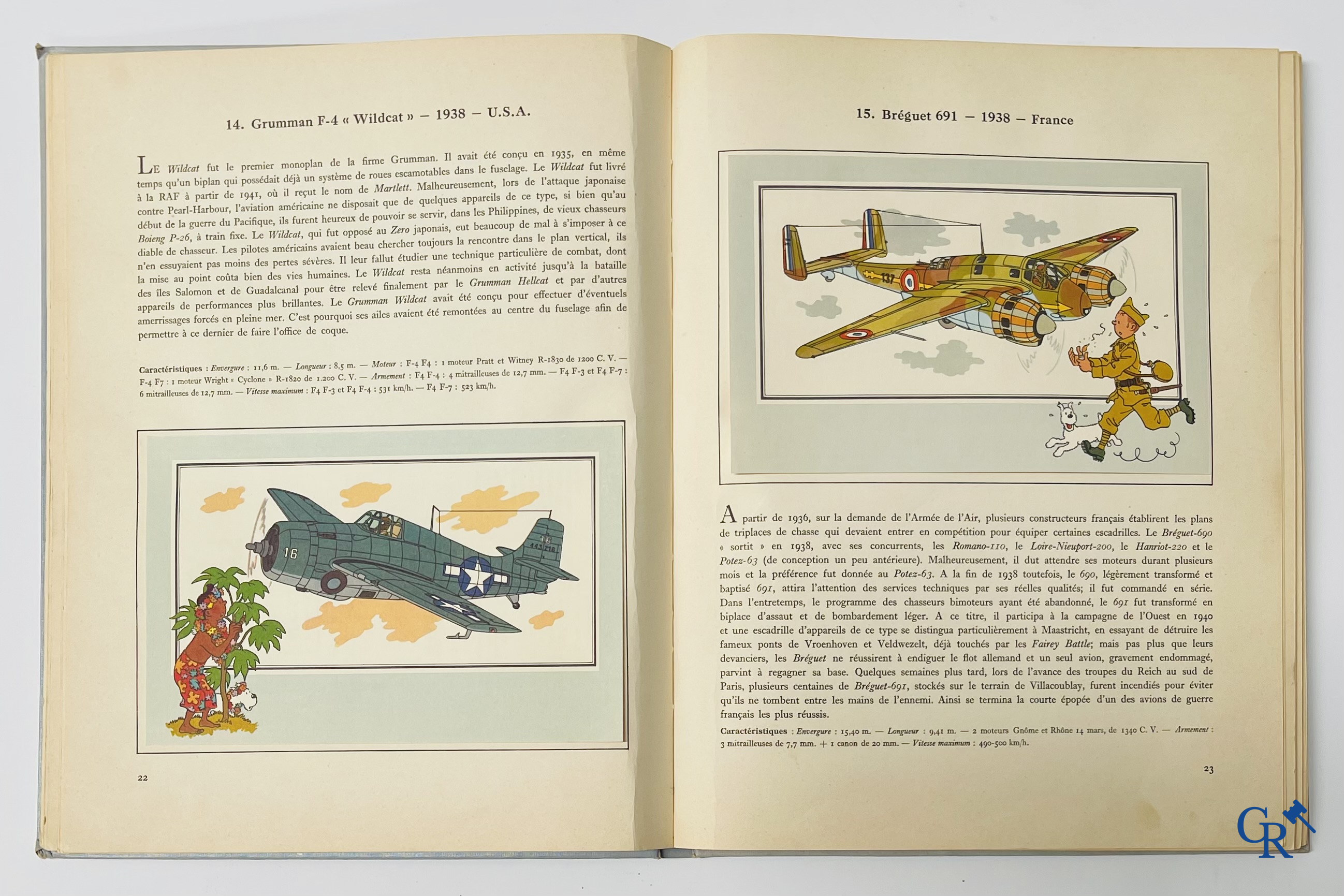 Hergé, L'Aviation Guerre 1939-1945. Collection Voir et Savoir. Copyright 1953. Lombard Brussel.