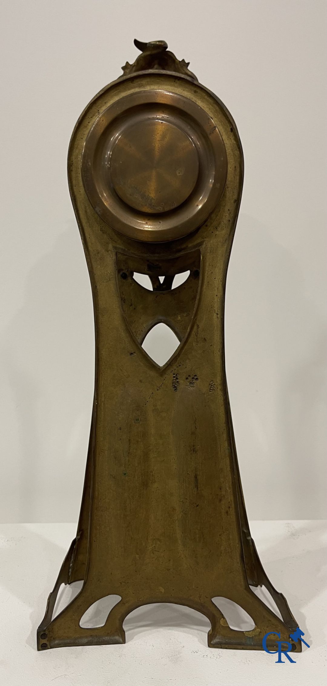 Art Nouveau: Uitzonderlijk bronzen klokstel in Jugendstil.