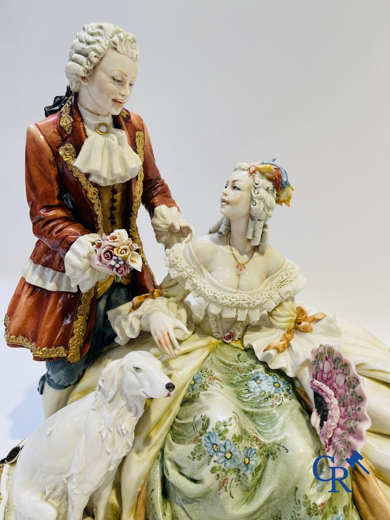 Porcelain: Capodimonte: Exceptional group in Italian porcelain with lace.