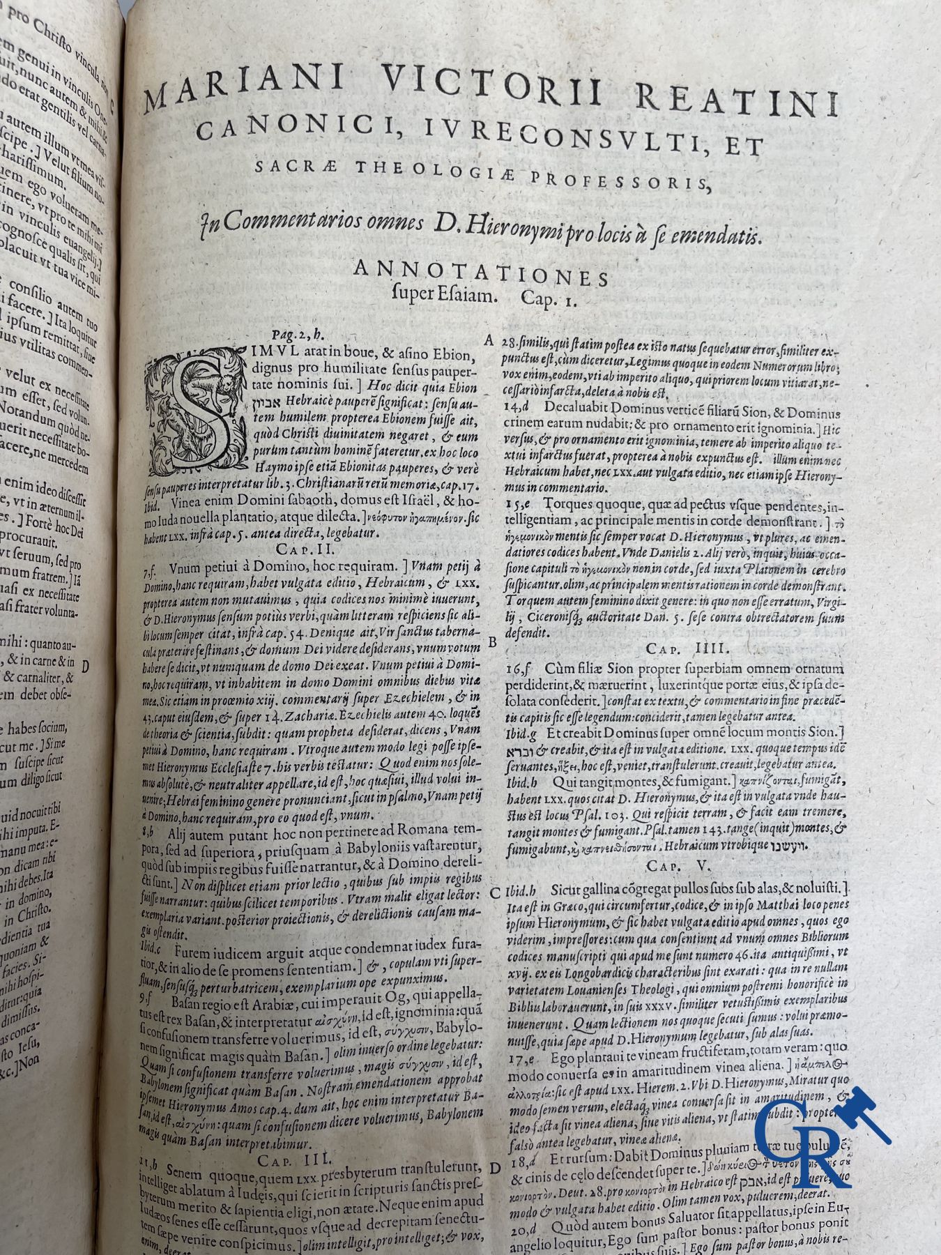 Livres anciens: Les œuvres de Saint Jérôme, Mariani Victorij Reatini. Atelier Plantijn (1578-1579), Anvers.