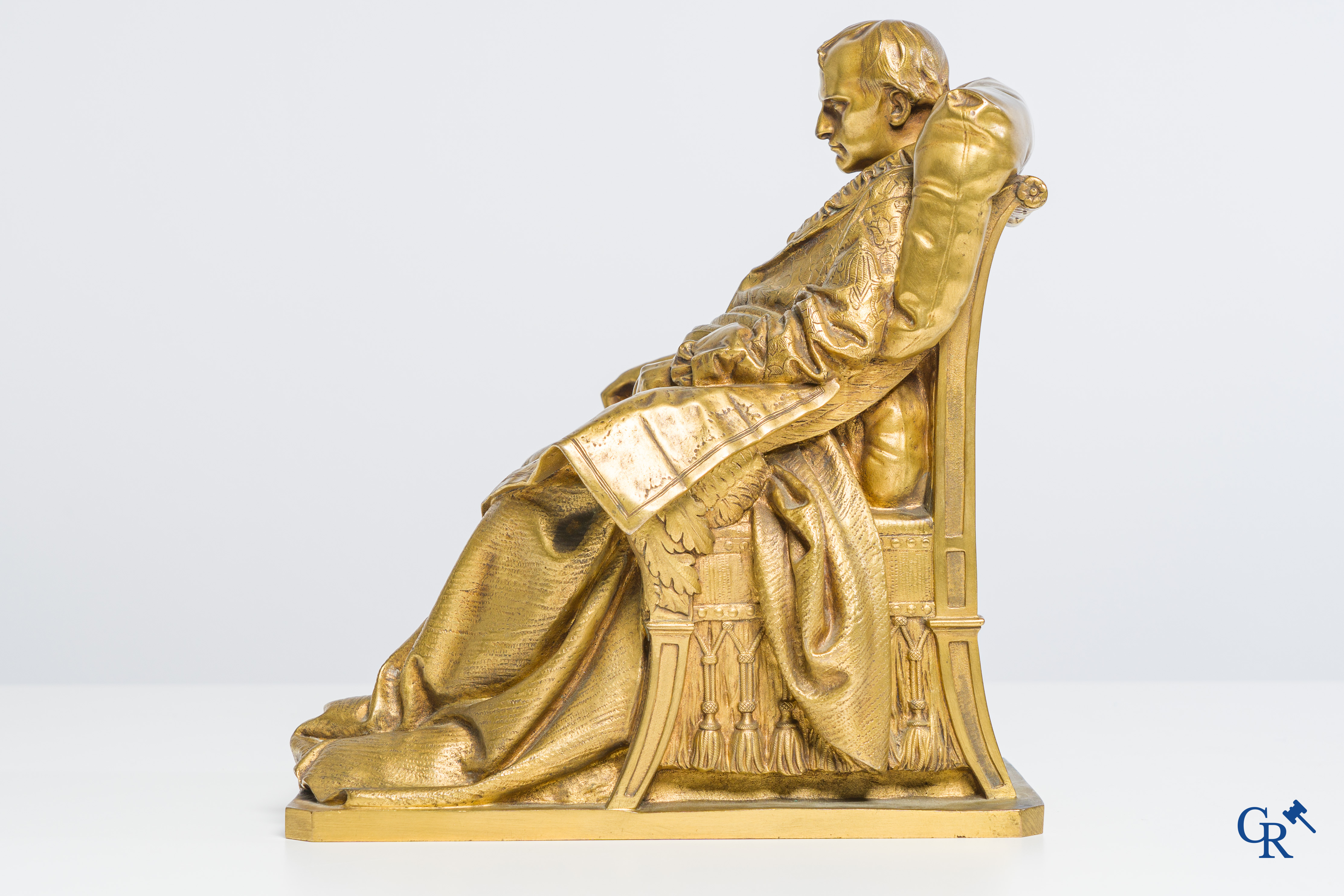 Vincenzo Vela (1820-1891) Sculpture en bronze "Les derniers moments de l'Empereur Napoléon Ier à Sainte Hélène". Barbedienne