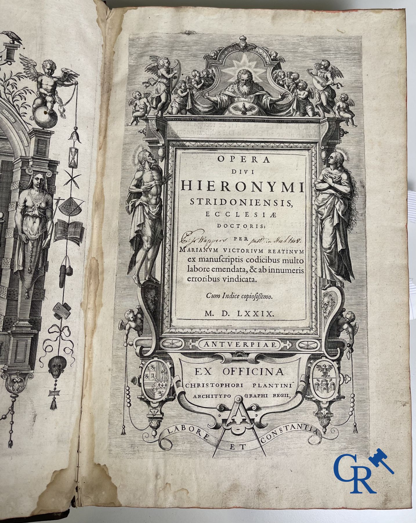 Livres anciens: Les œuvres de Saint Jérôme, Mariani Victorij Reatini. Atelier Plantijn (1578-1579), Anvers.