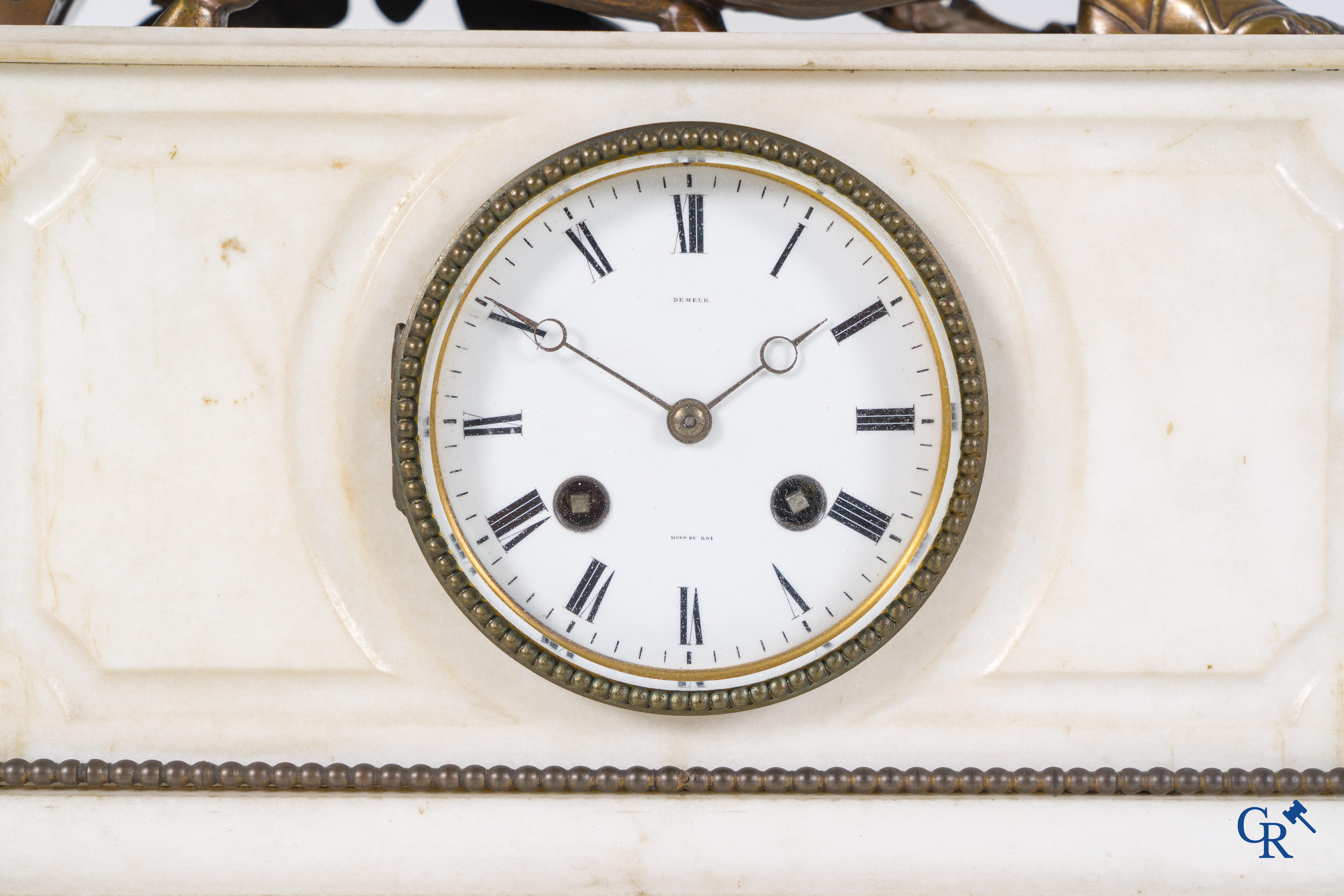 3-piece clock set in marble and bronze signed J. Pradier, Susse fondeur and Demeur Horloger du Roi.