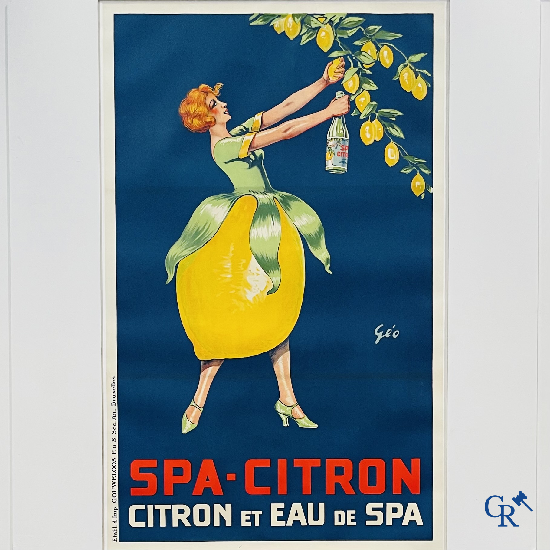 Géo, Spa-Citron, Citron et Eau de Spa. Originele publiciteitsaffiche voor Spa Citron. drukkerij Gouweloos Brussel.