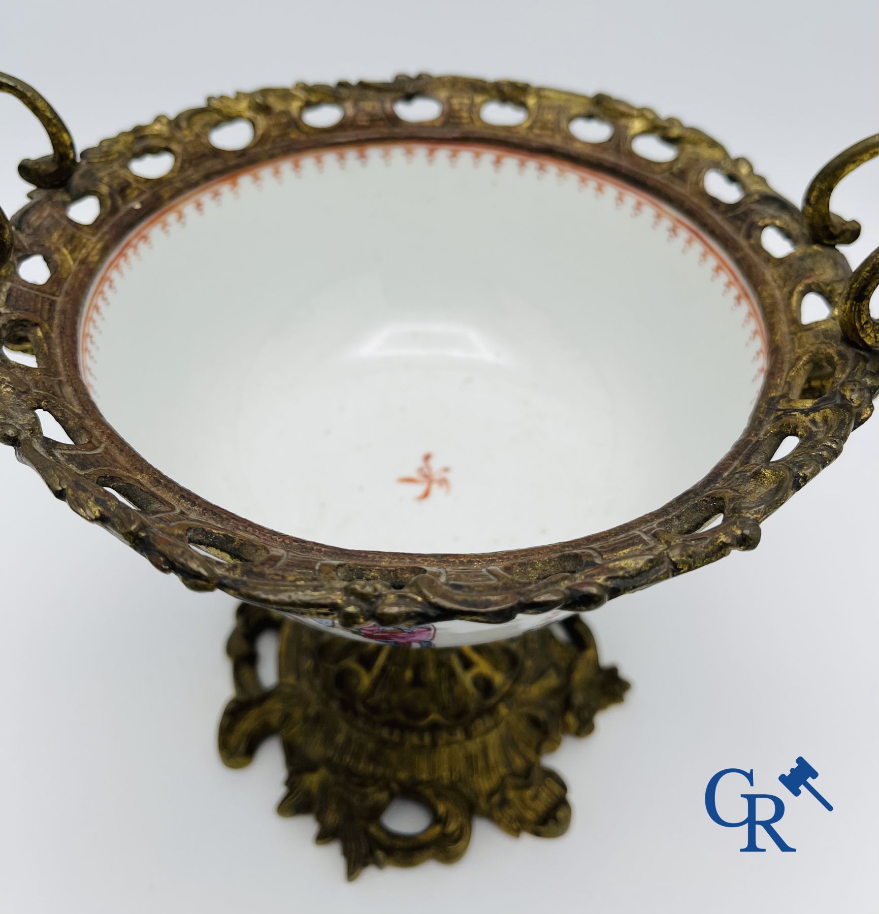 Chinese porcelain: An 18th century gilt-bronze mounted bowl in Chinese export porcelain.