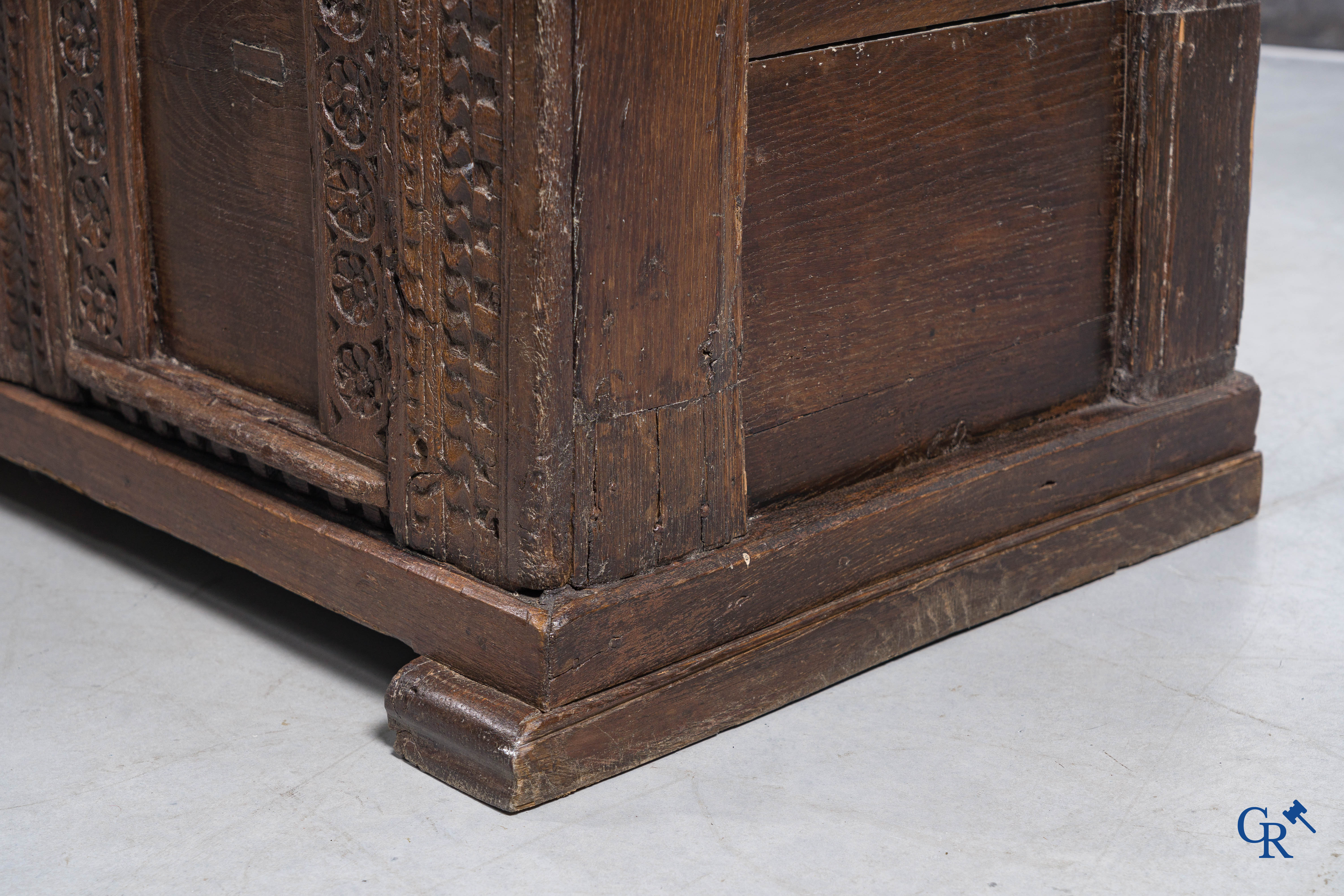 Antique wooden trunk, 18th century.