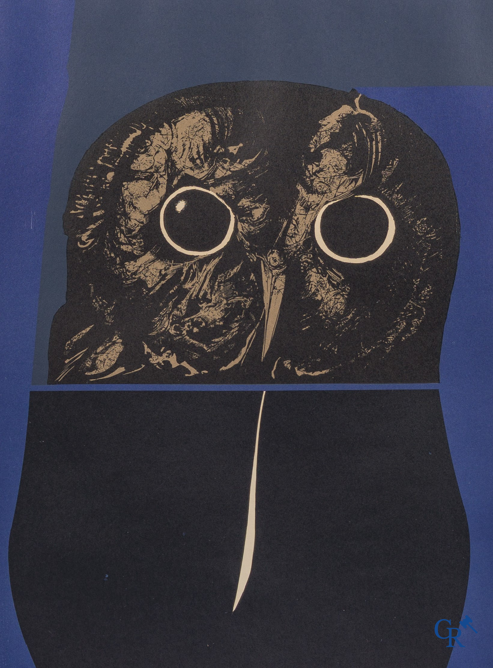 Octave Landuyt (1922-2024), "Kijken in de nacht 2" Kleurenlithografie op Lana papier. 50/80. Gesigneerd rechtsonder.