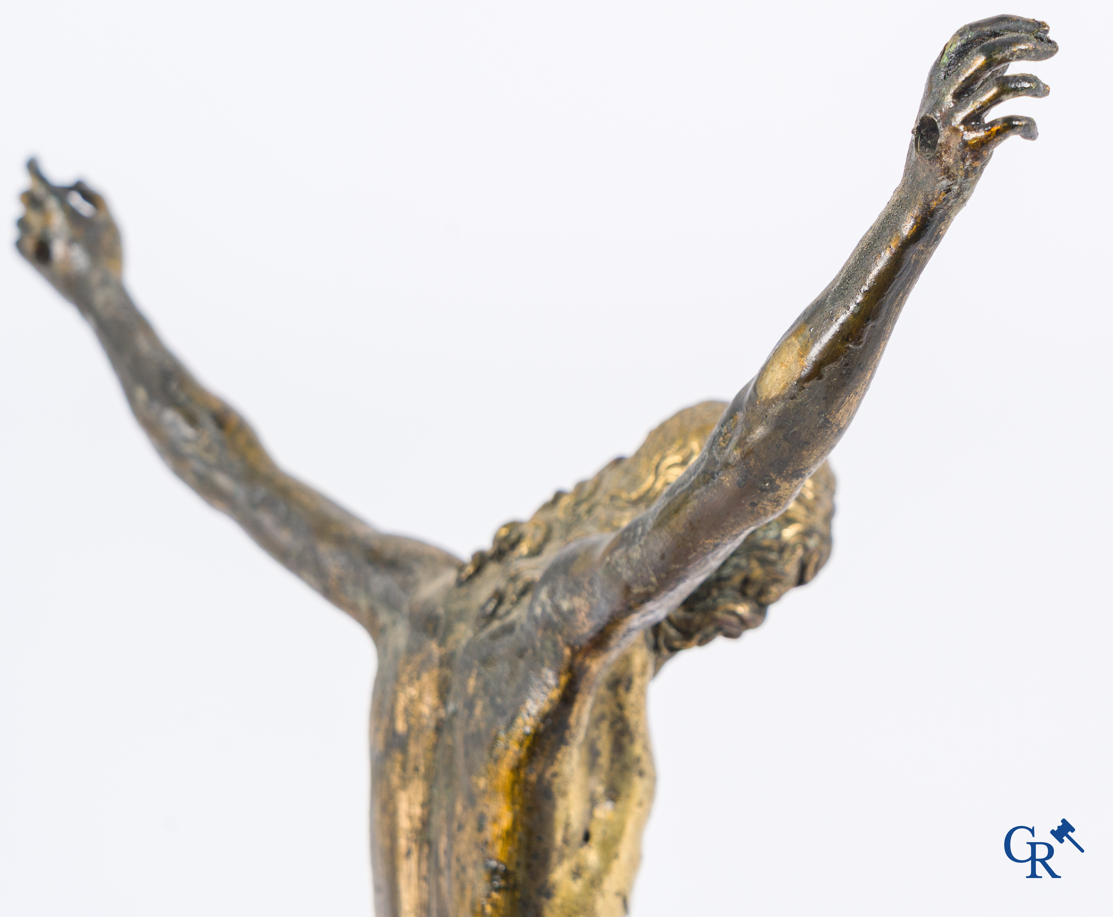 Grote voorstelling in verguld brons van Christus. 17e-18e eeuw.