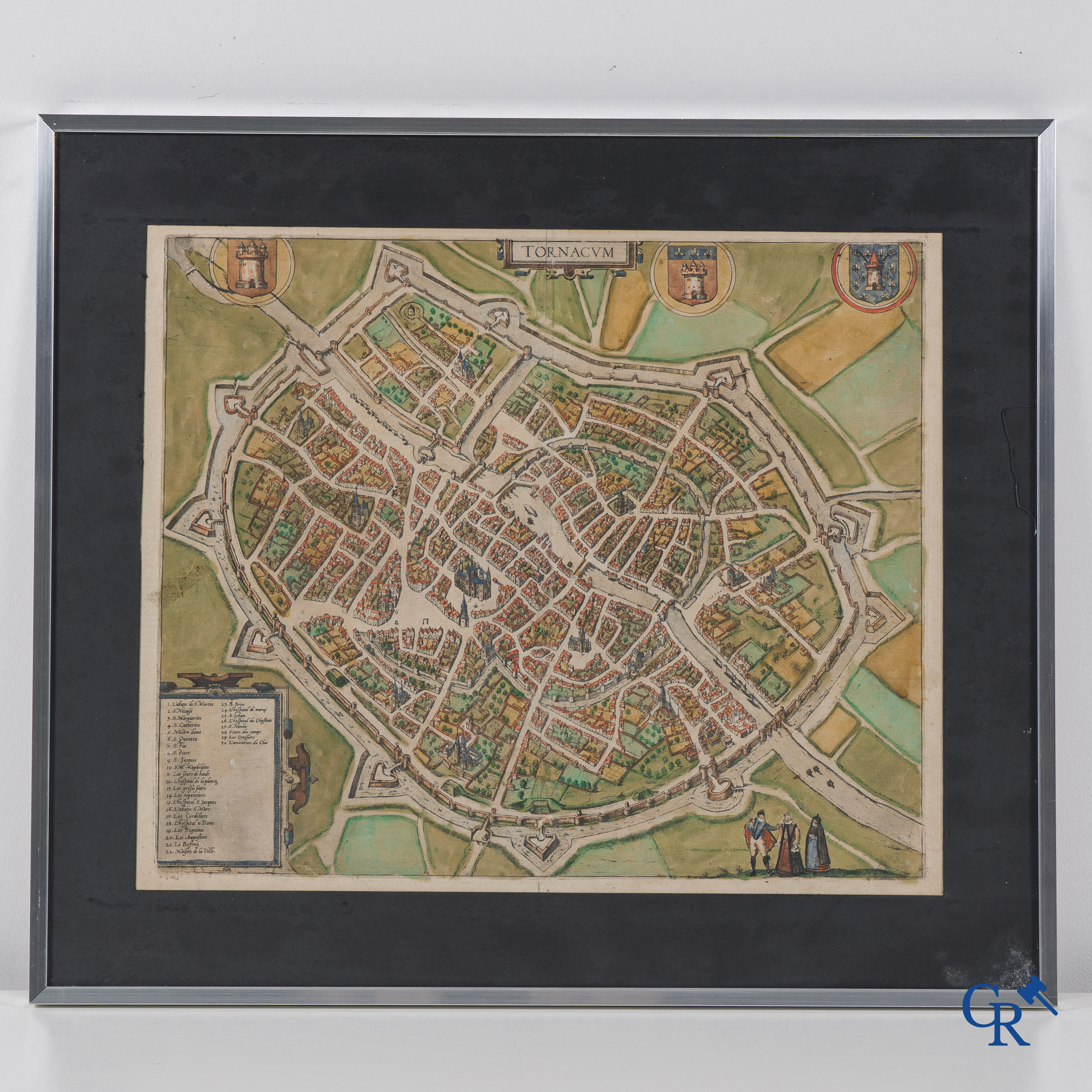 2 Hand-coloured maps of the city of Mons and Tournai.