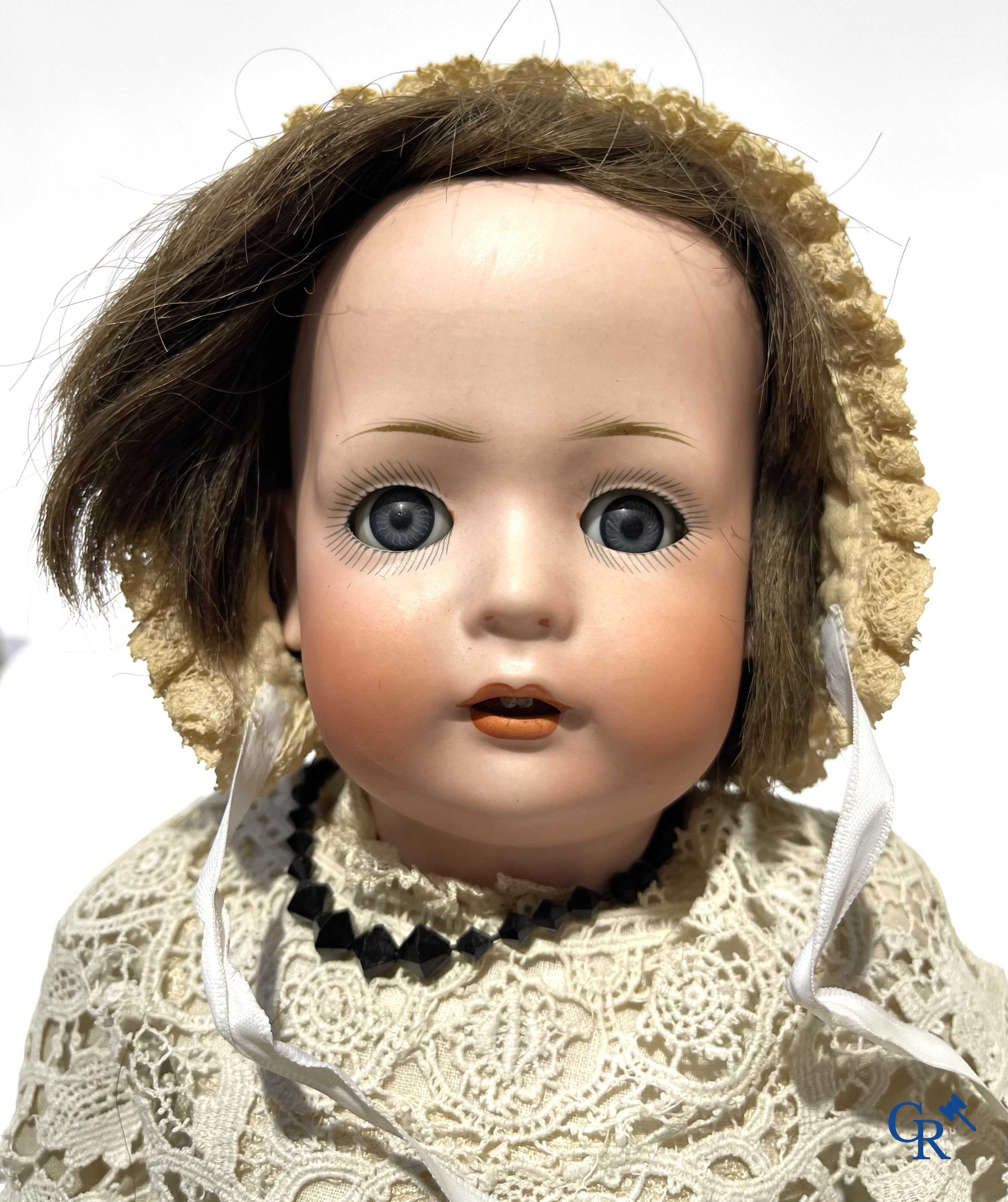 Old toys, a lot of 3 antique dolls with porcelain heads.