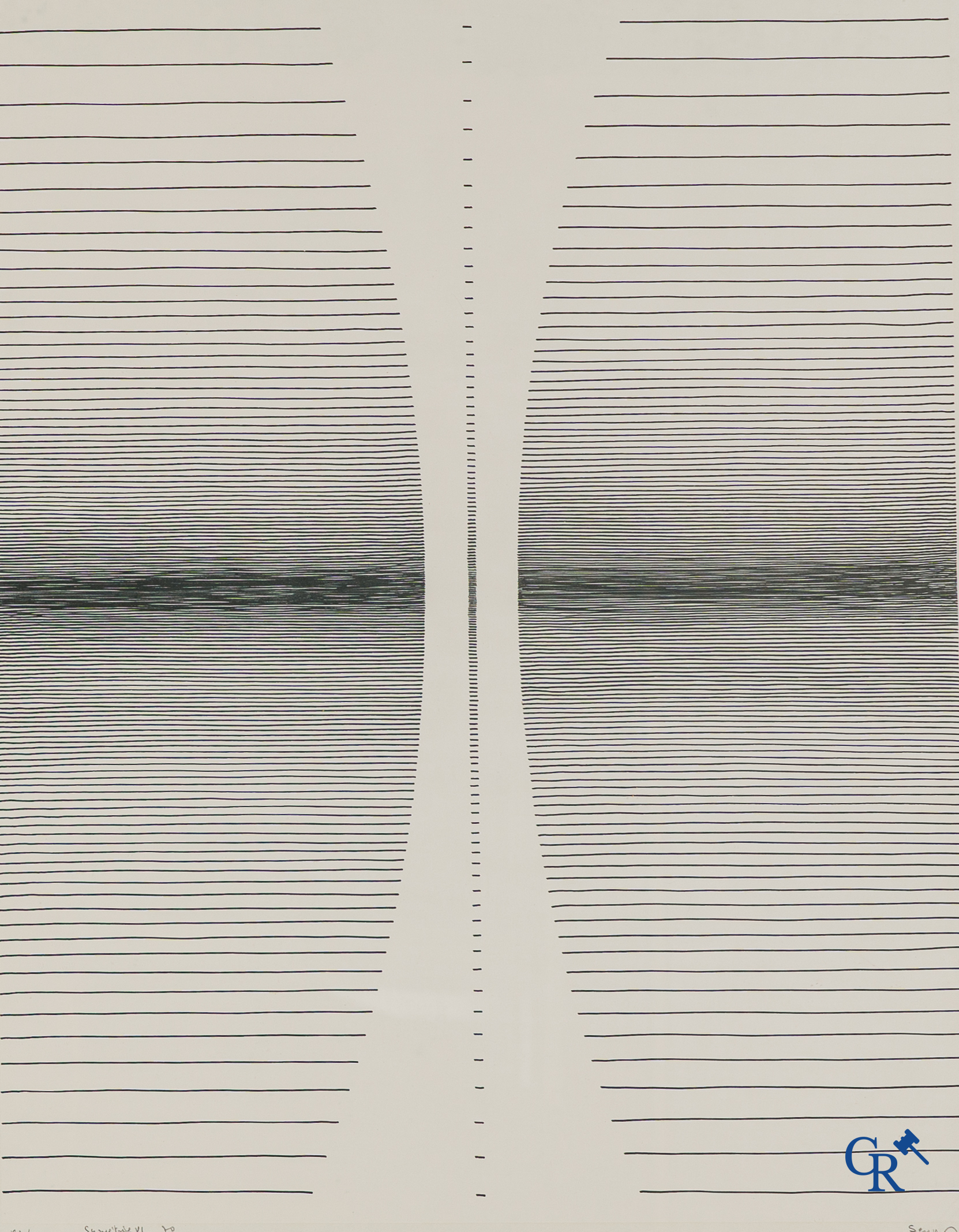 Seuphor: Graph, 2 silkscreens, Symetry VI, 1970 83/125 and Genèse, 1968 83/125.