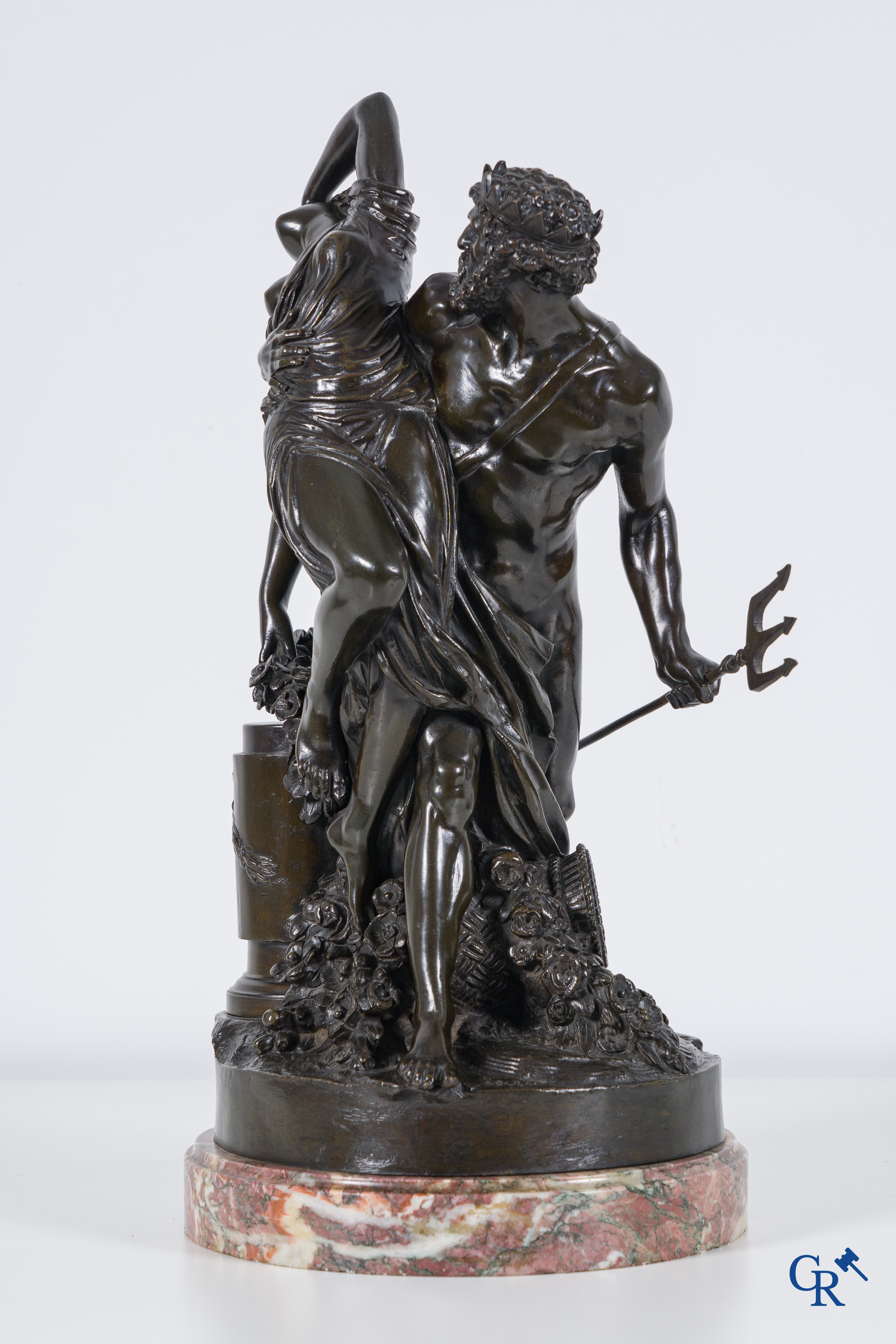 Simon Louis Boizot (1743-1809) The abduction of Proserpine by Pluto, Bronze statue on a marble pedestal. 19th century.