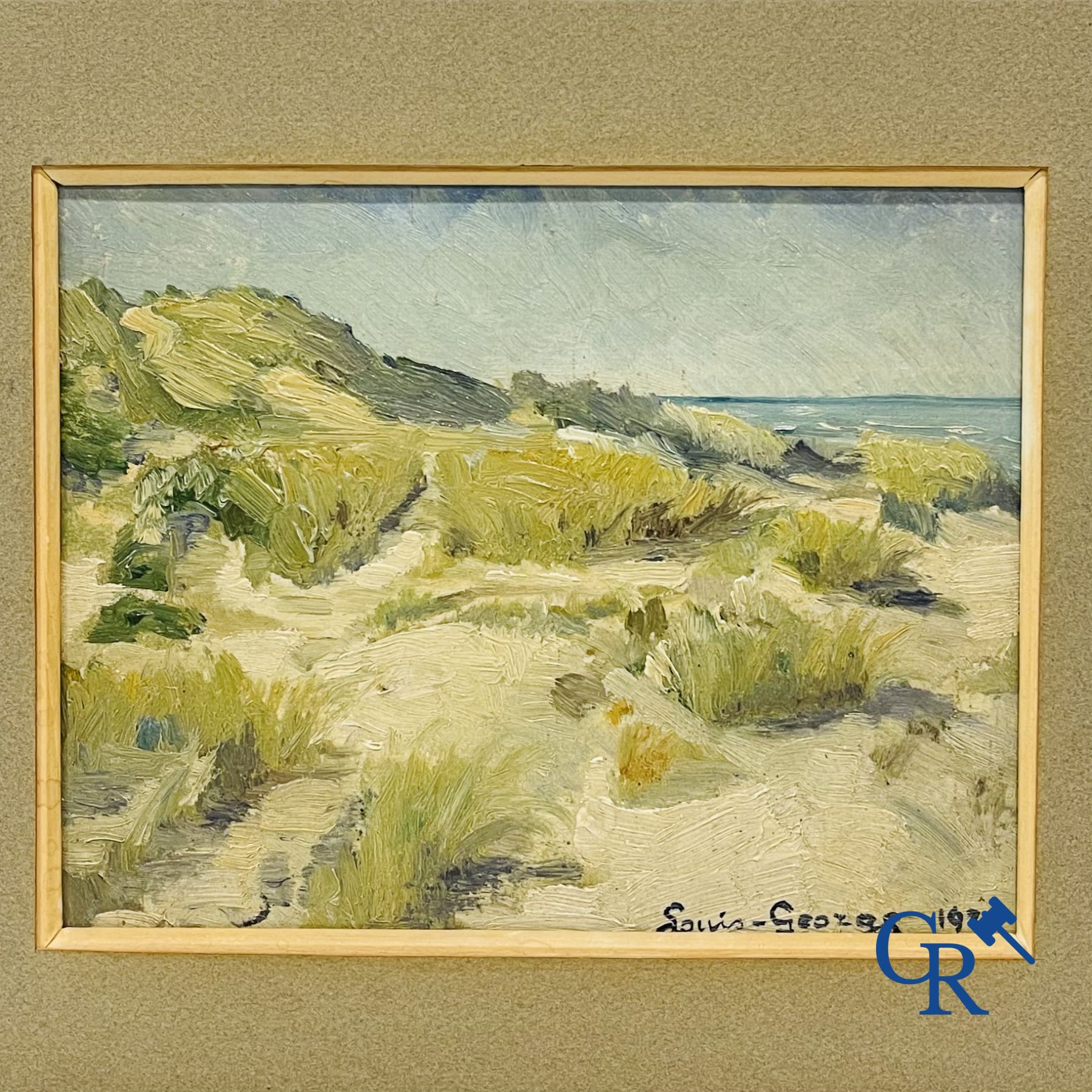 Louis-George. 3 beach views, oil on panel. Dated 1930.