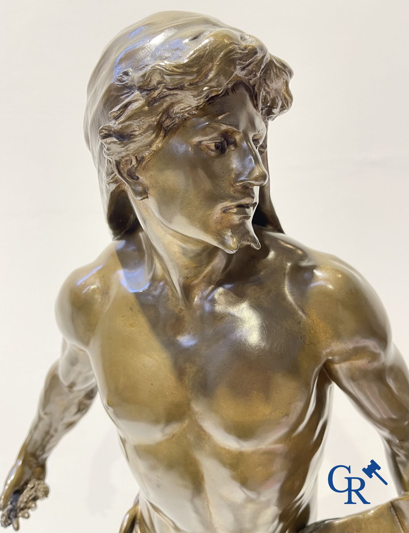 Emile Louis Picault (1833-1915) Grande statue en bronze "Le Semeur d'idées"<br />
Cachet de fonderie Collin & Cie Paris.