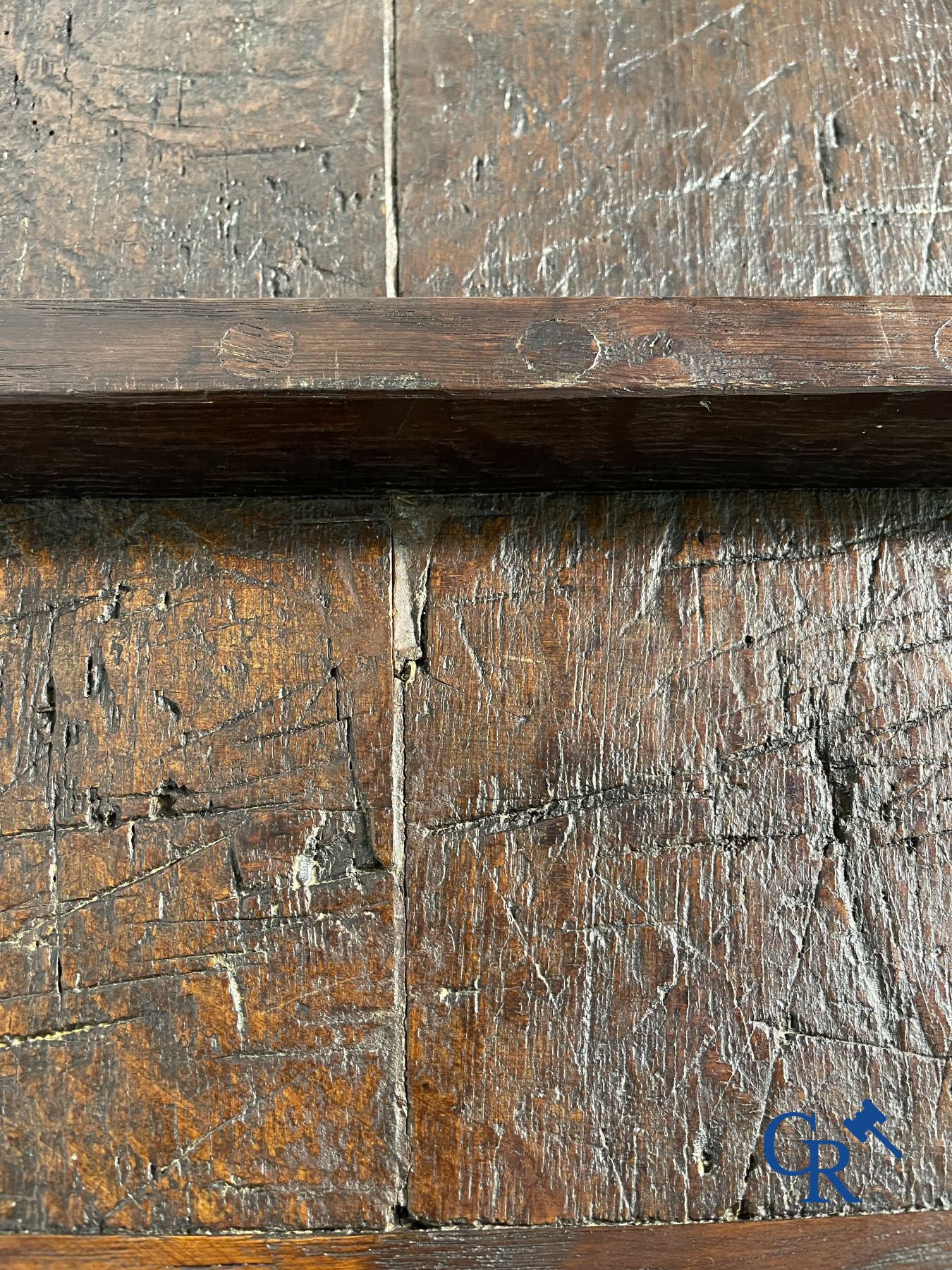 Furniture: An oak table with drawer. 17th - 18th century.