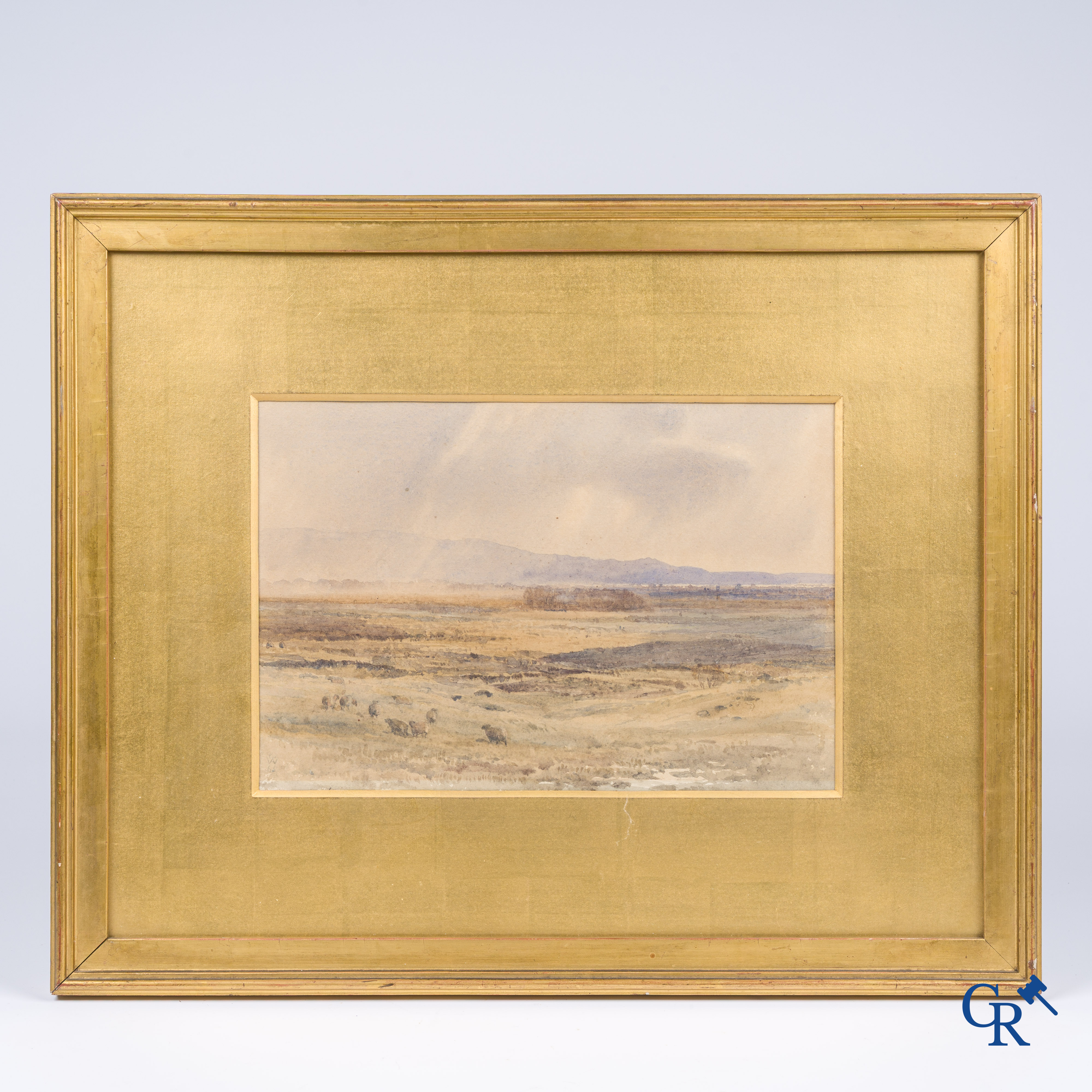 Joseph Mallord William Turner (1775-1851) (in de stijl van) Waterverf. Gesigneerd linksonder.