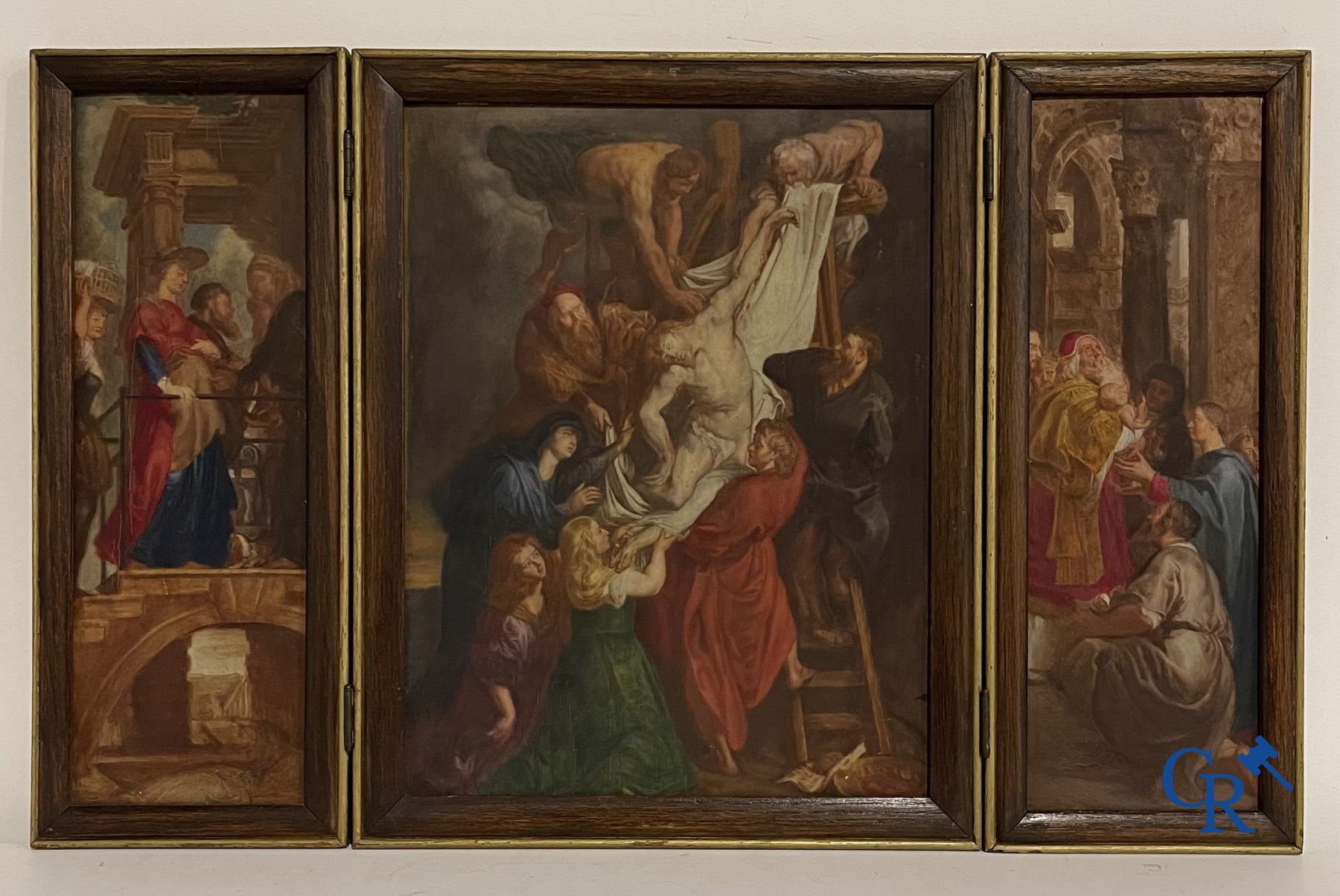 Triptych: After Pieter Paul Rubens, 19th century sketch of the 3 inner panels of the Descent from the Cross.