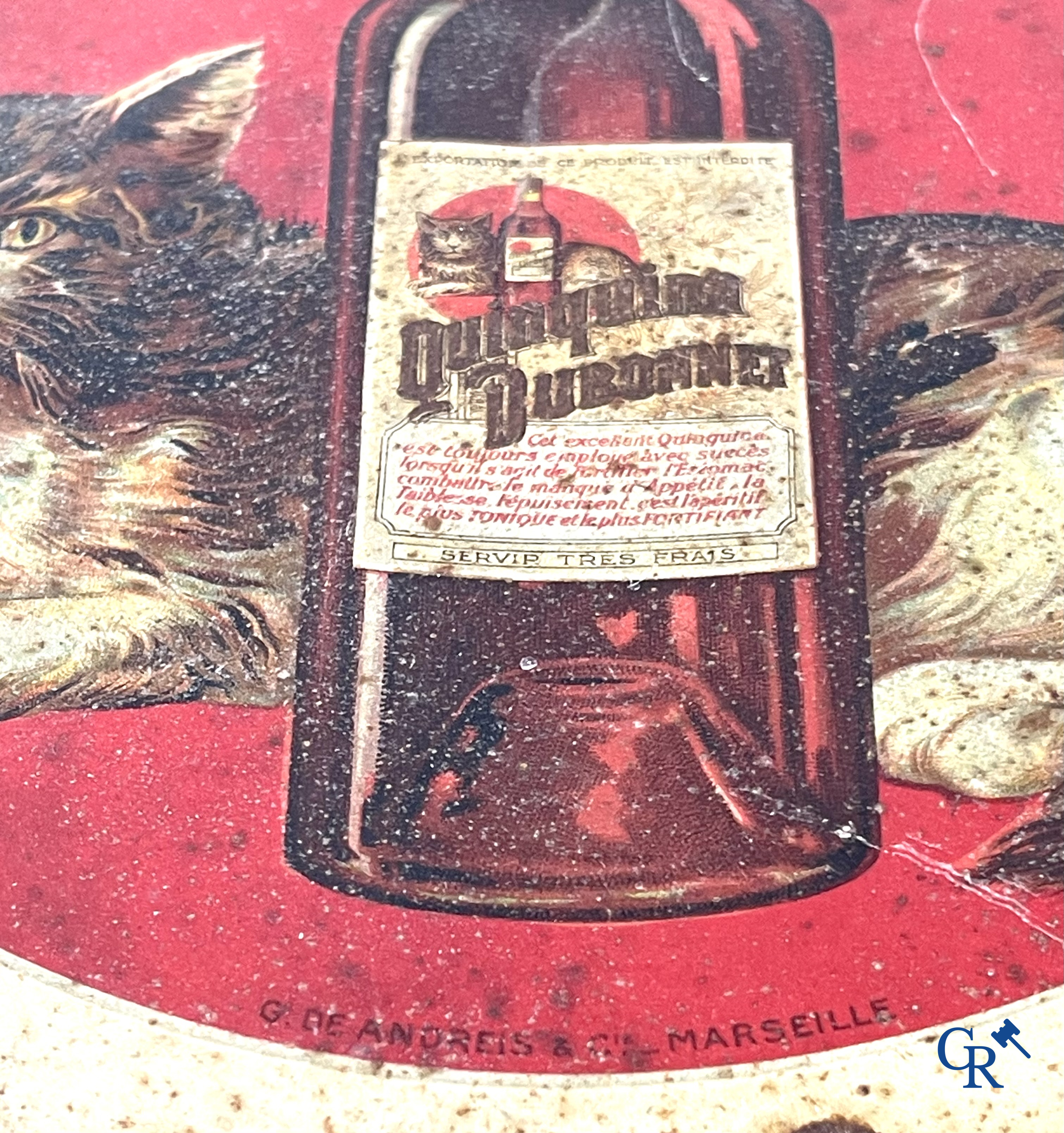 Dubonnet, Publiciteit gedrukt op metaal voor Dubonnet, Vin Tonique au Quinquina. Imp. G. De Andreis & Cie. 20'er jaren.