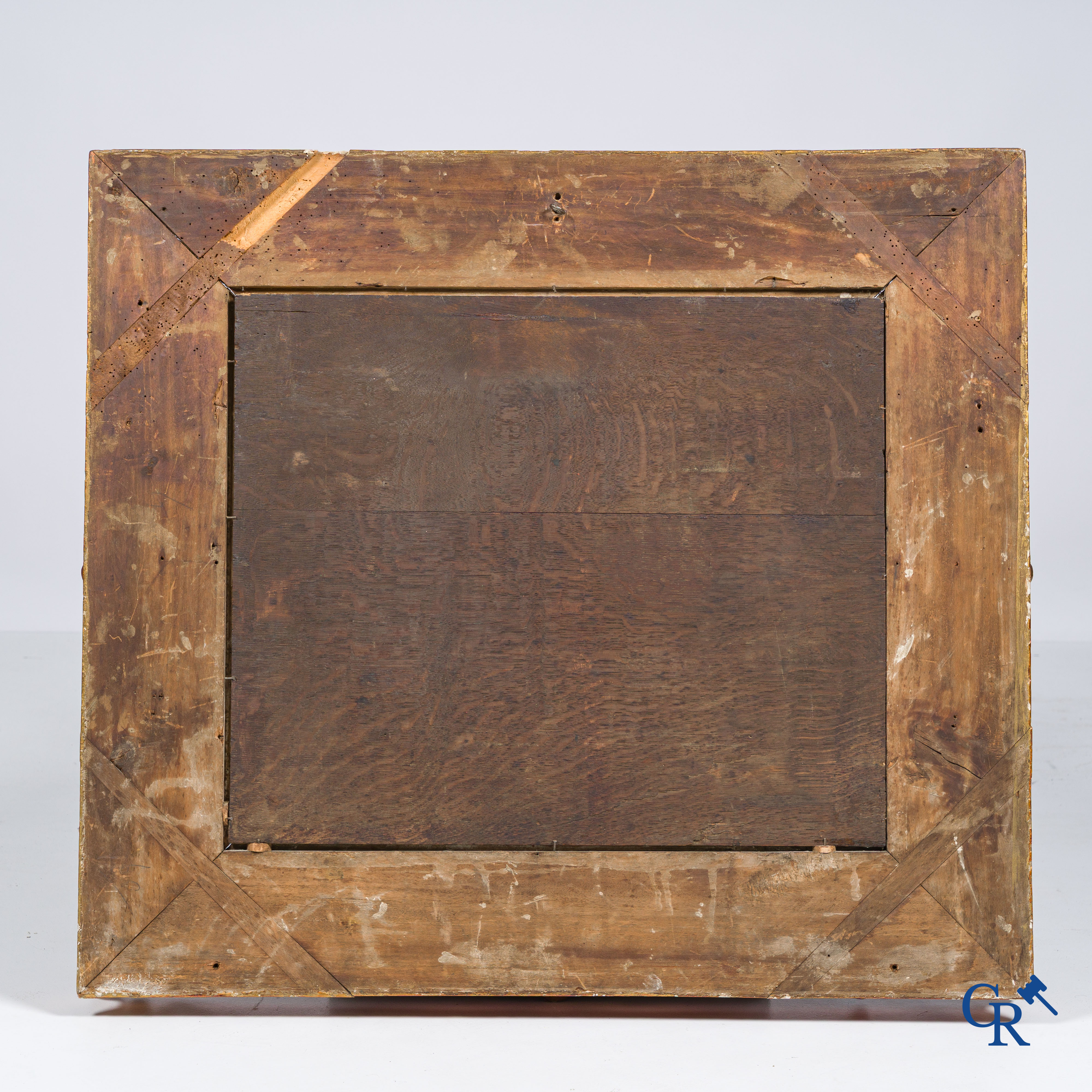 Basile De Loose (1809-1885) "Het dorpsfeest" Olie op paneel in vergulde kader. Gesigneerd B. De Loose fecit 1834.