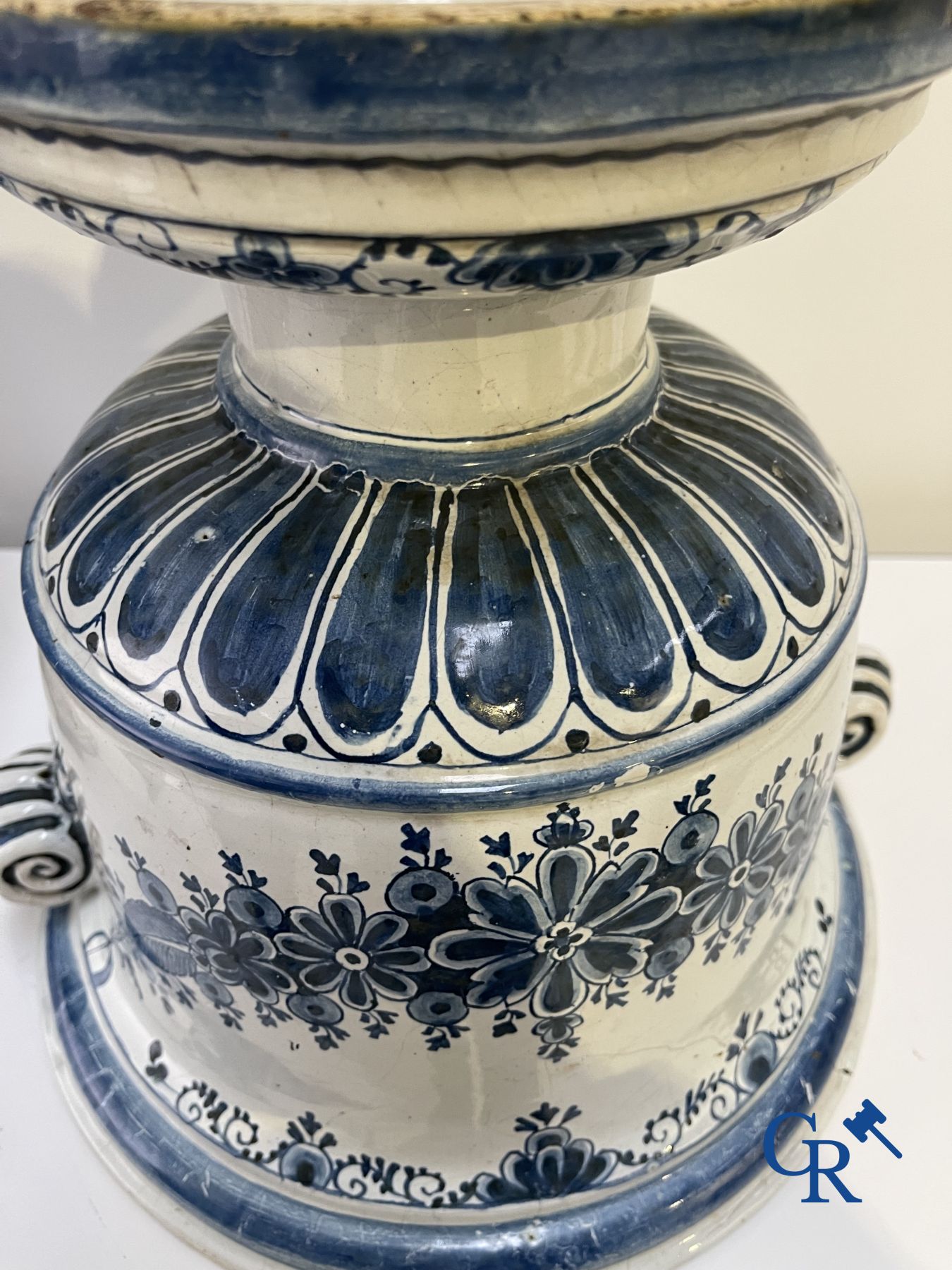 Delft: 11 pieces of blue and white faience with different décors. 17th - 18th century.