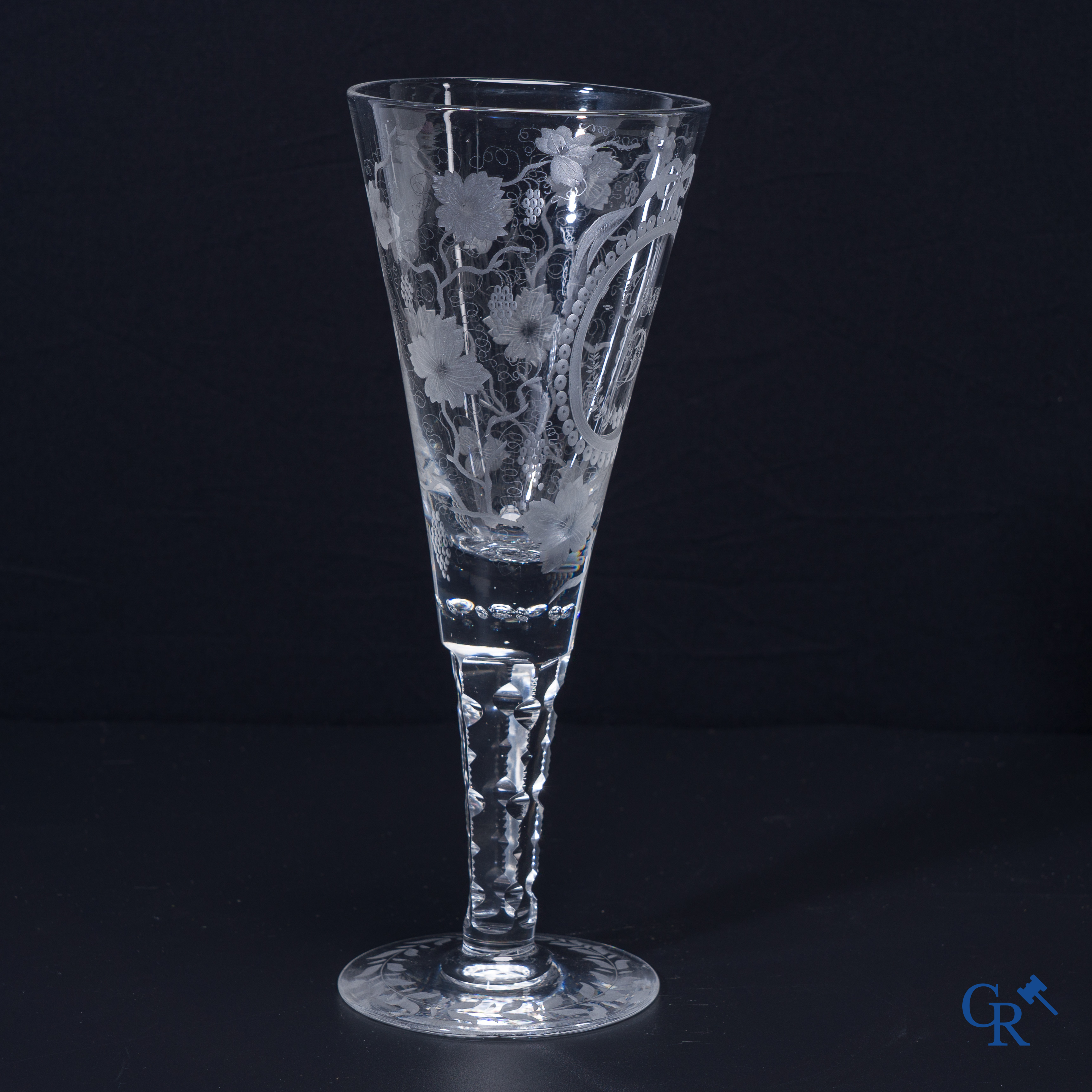 Exceptional glass in clear waisted crystal. Most probably Val Saint Lambert. 19th century.