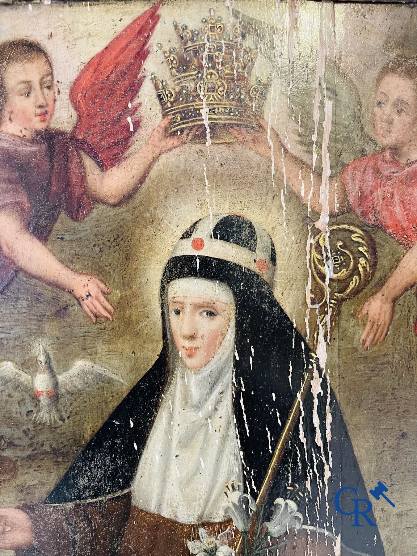 Painting. 17th century Religious painting.  S. Catherina-De-Swetta Filia-S.Birgitta.