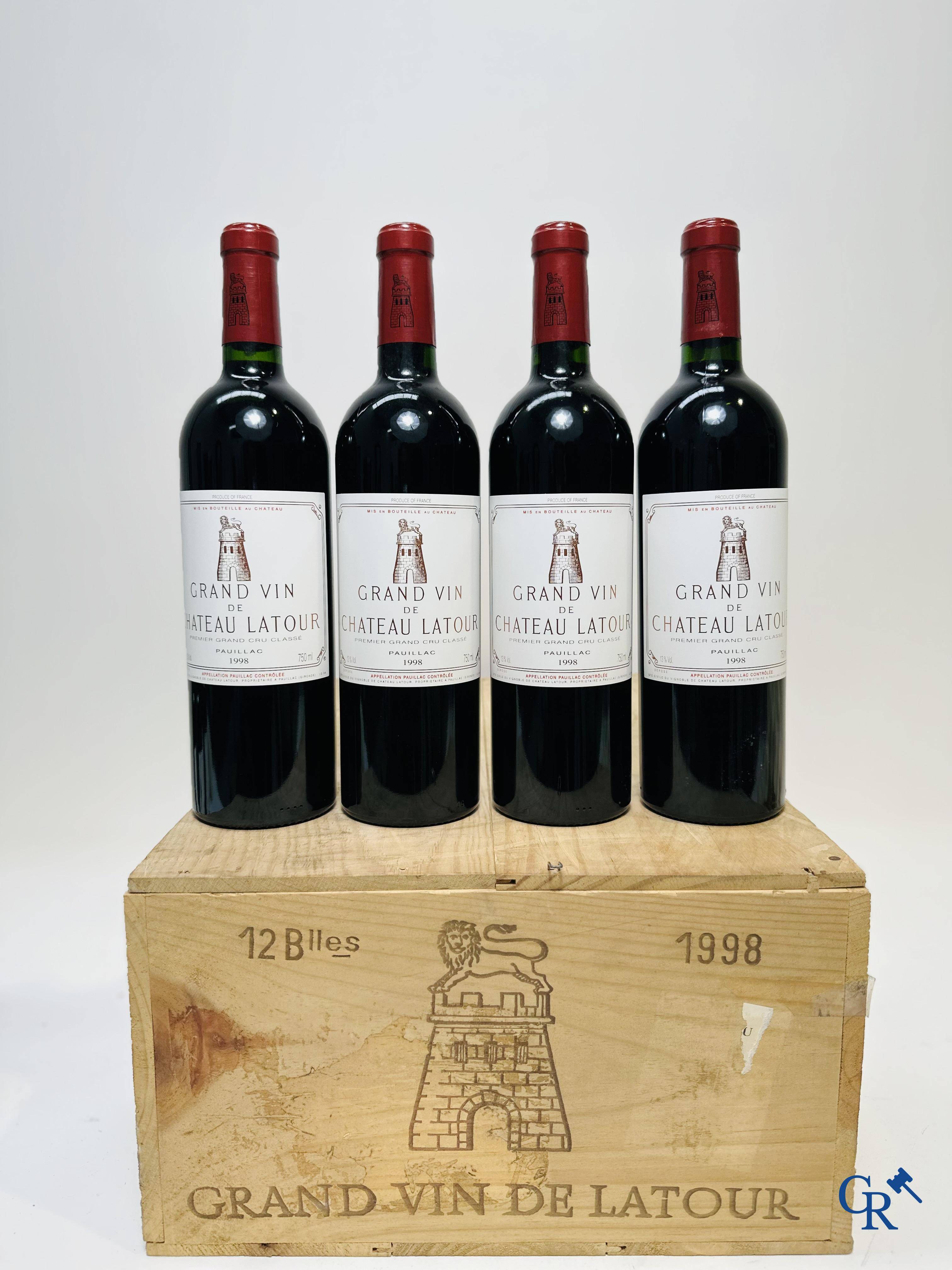 Wijn - Bordeaux: Château Latour 1998, 0,75L. Rouge. 1er Grand Cru Classé. 12 flessen.