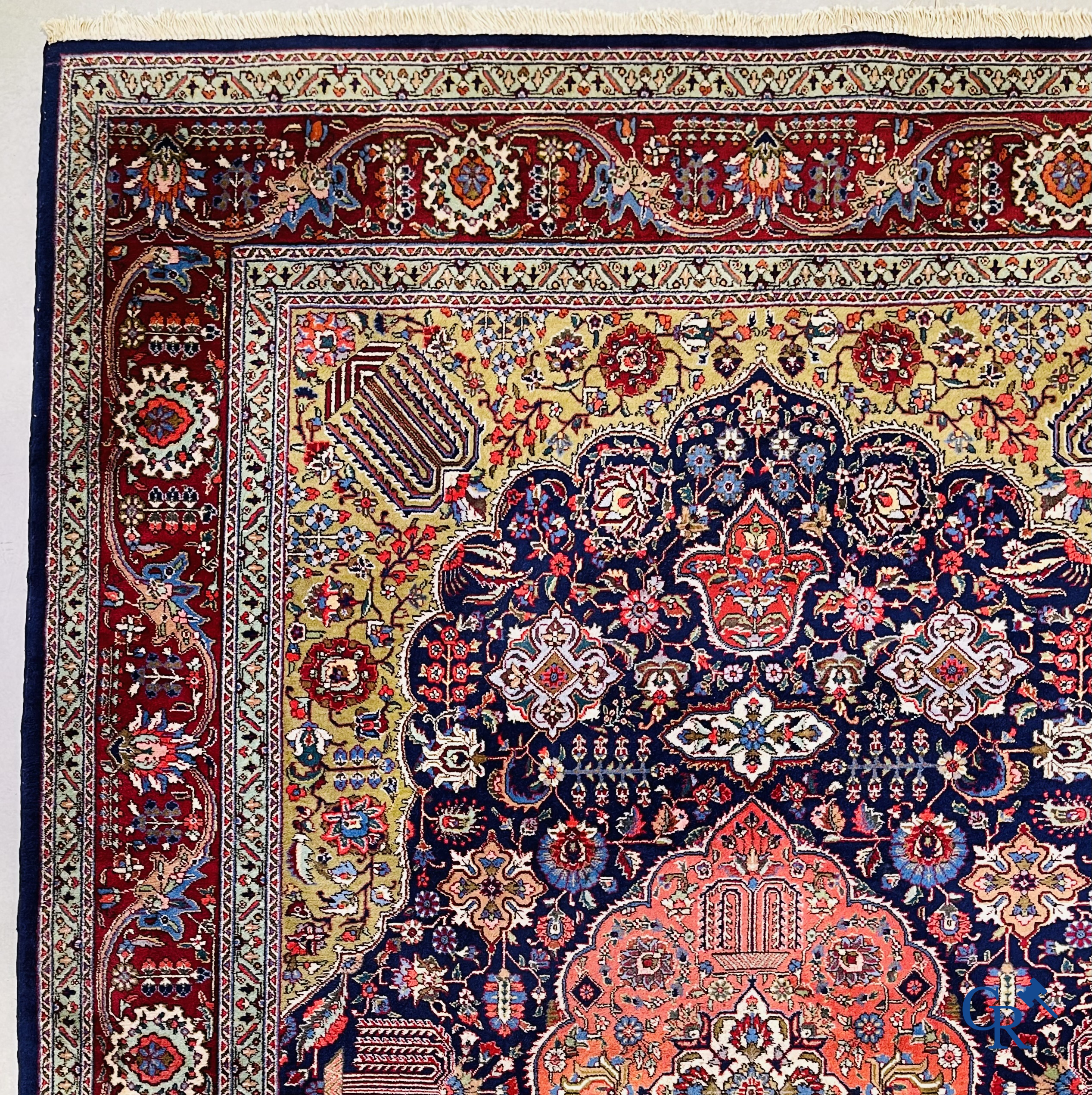 Tapis d'Orient: Tabriz Iran, tapis perse. Grand tapis noué à la main.