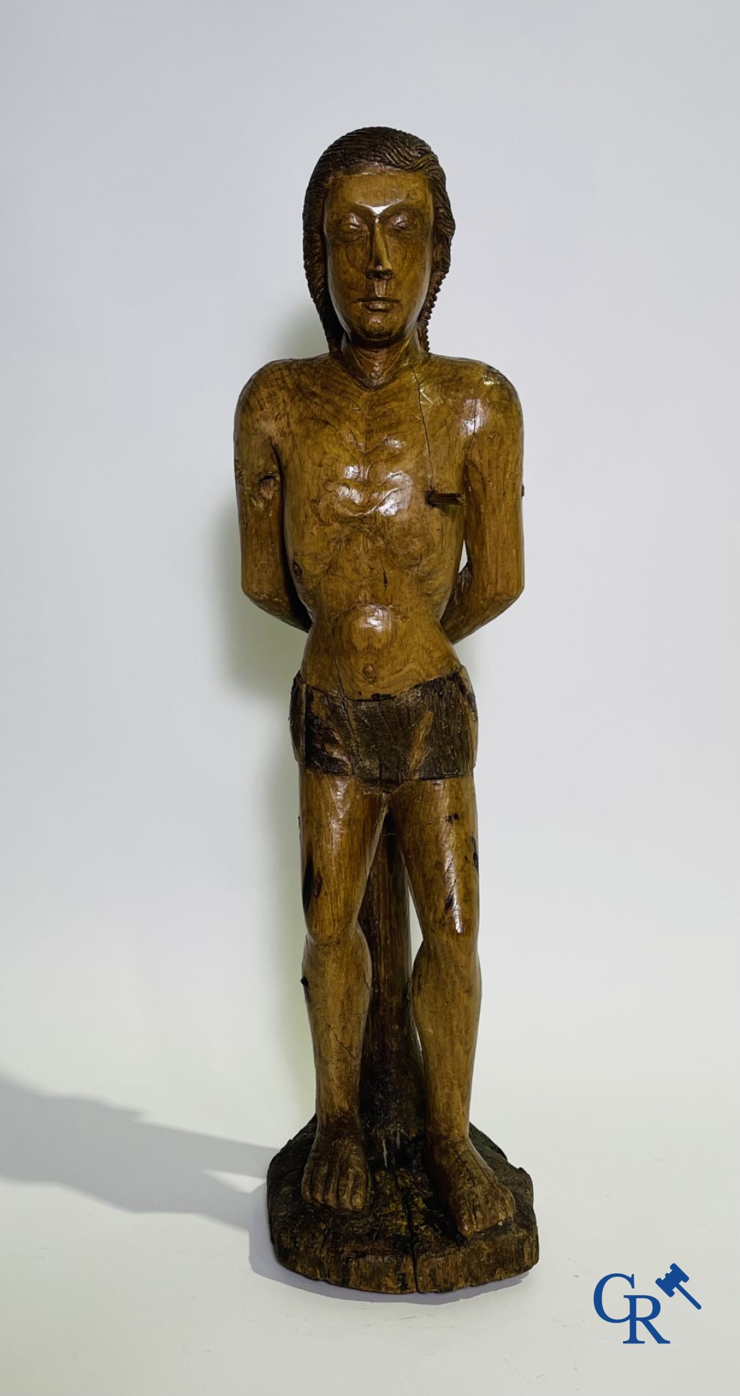 Wooden sculpture: Saint Sebastian 16th - 17th century.