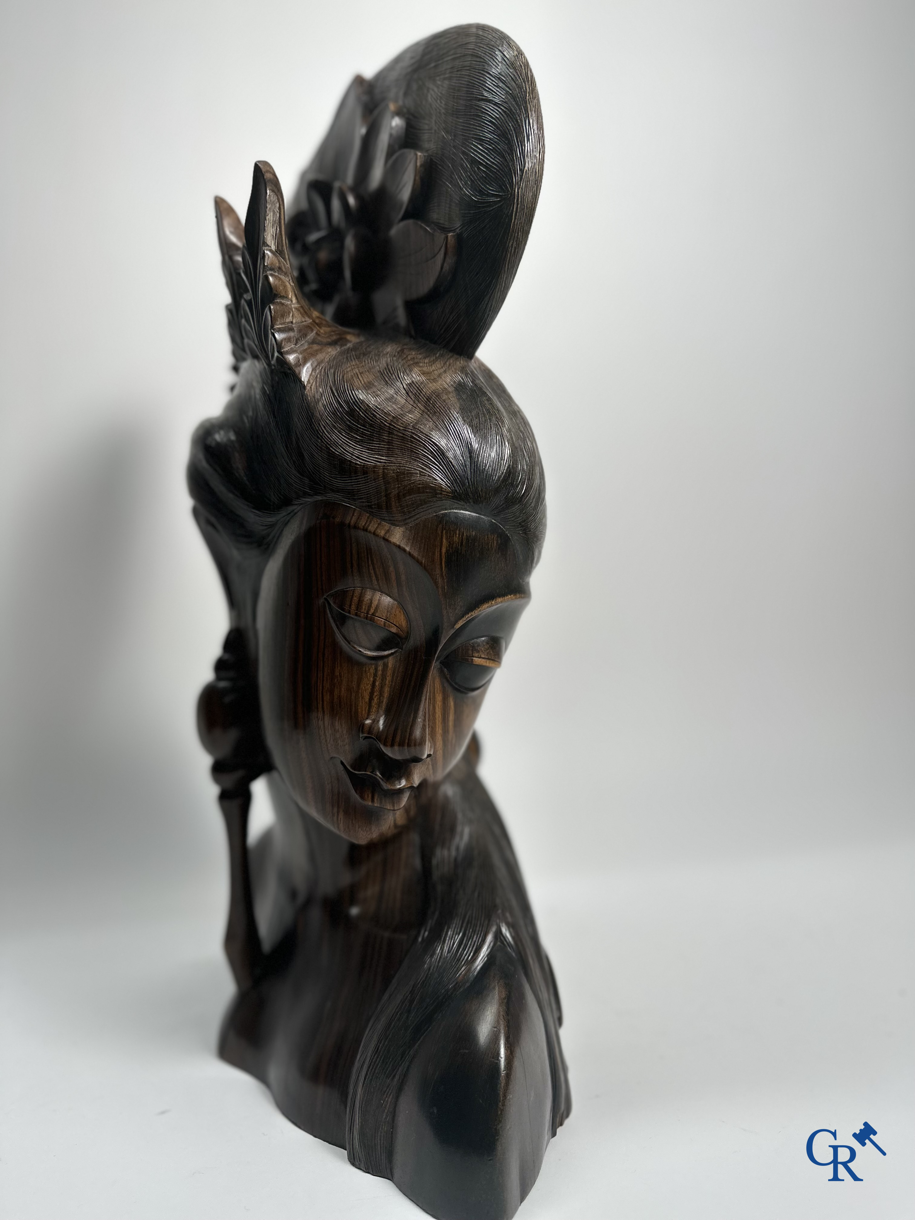 Indonesia: Imposing sculpture in exotic hardwood from a Javanese beauty.