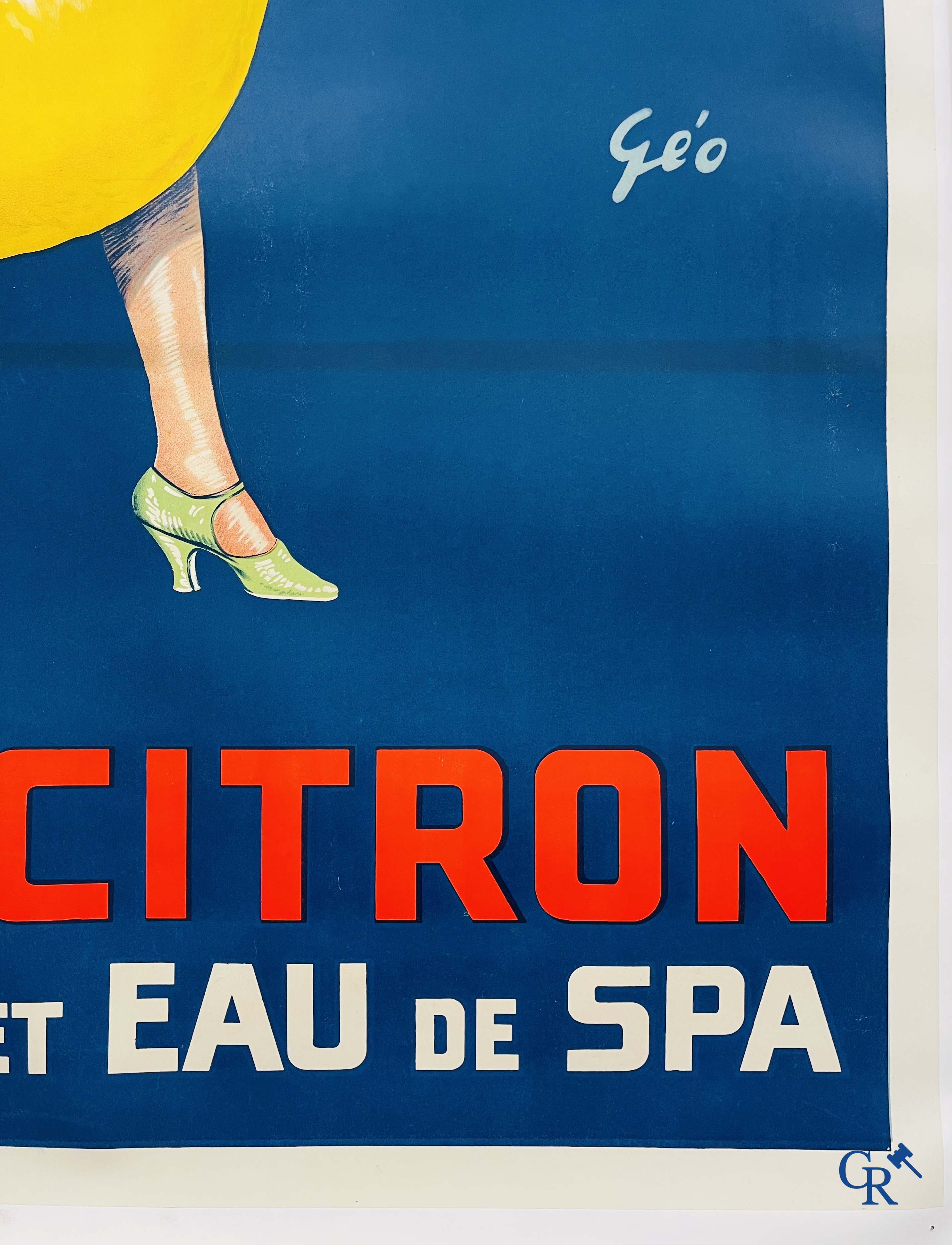 Géo, Spa-Citron, Citron et Eau de Spa. Originele publiciteitsaffiche voor Spa Citron. drukkerij Gouweloos Brussel.