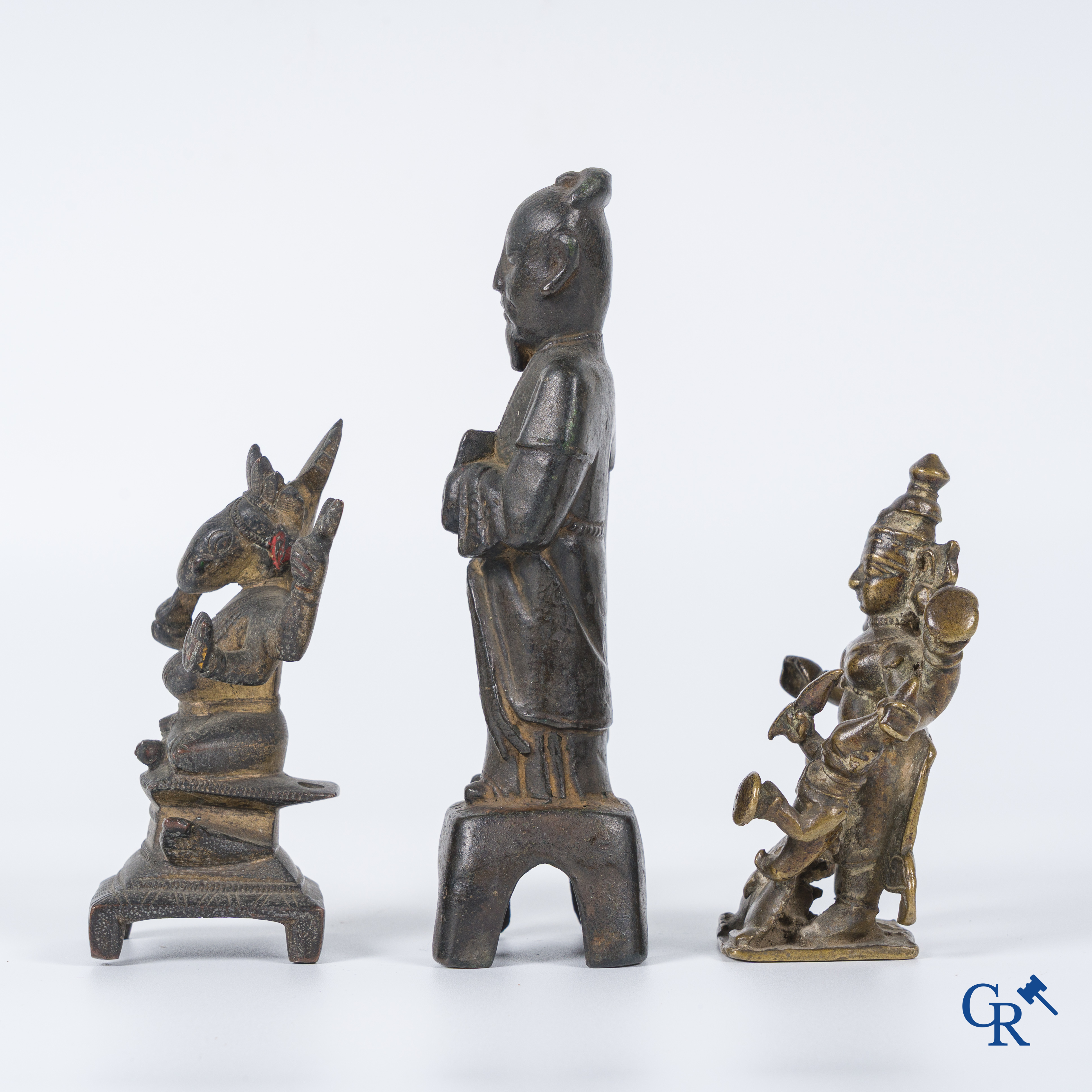 Asian Art, 3 Chinese and Indian bronze performances including Ganesha. 18th-19th century.