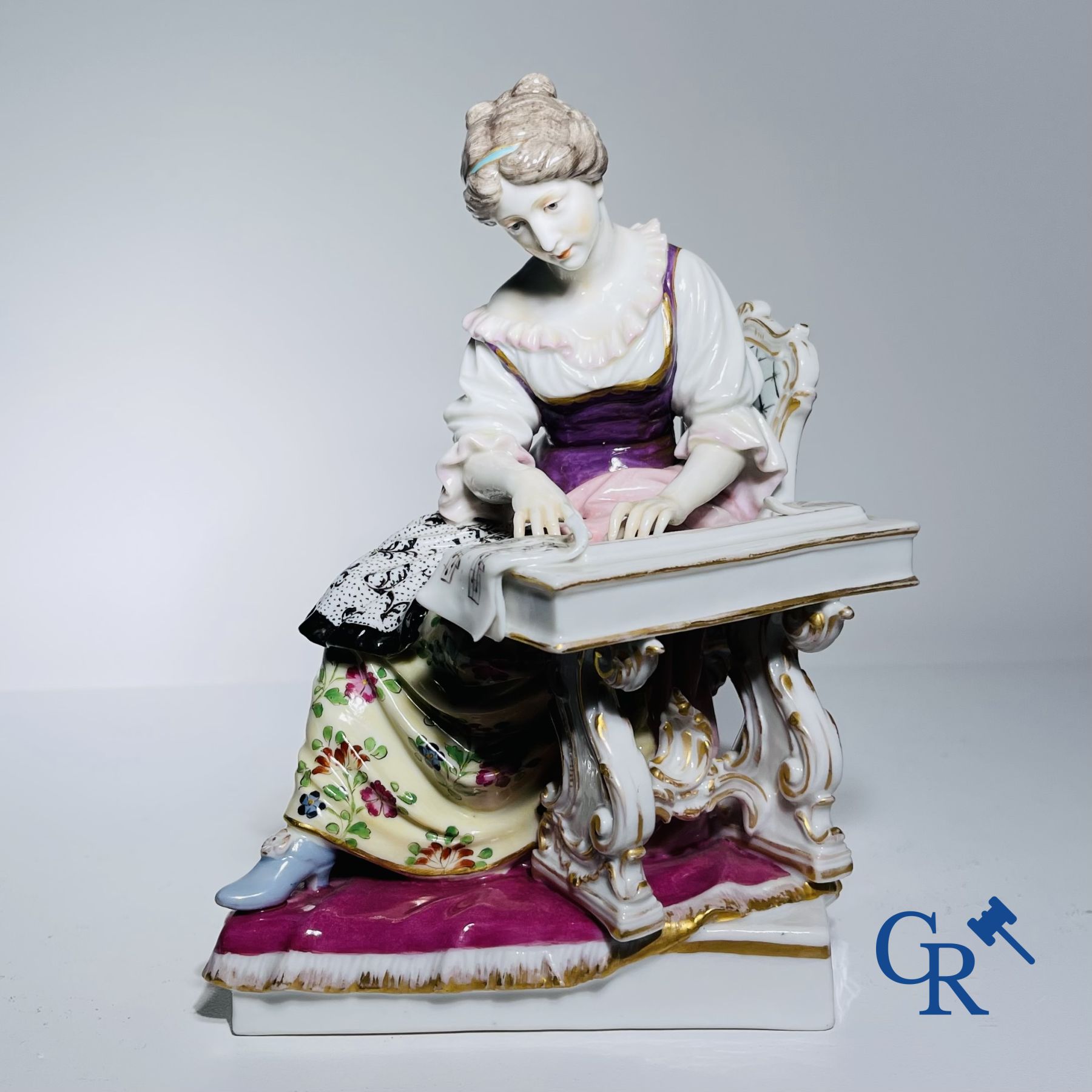 Porcelain: Dressel & Kister Passau: Lady on harpsichord.