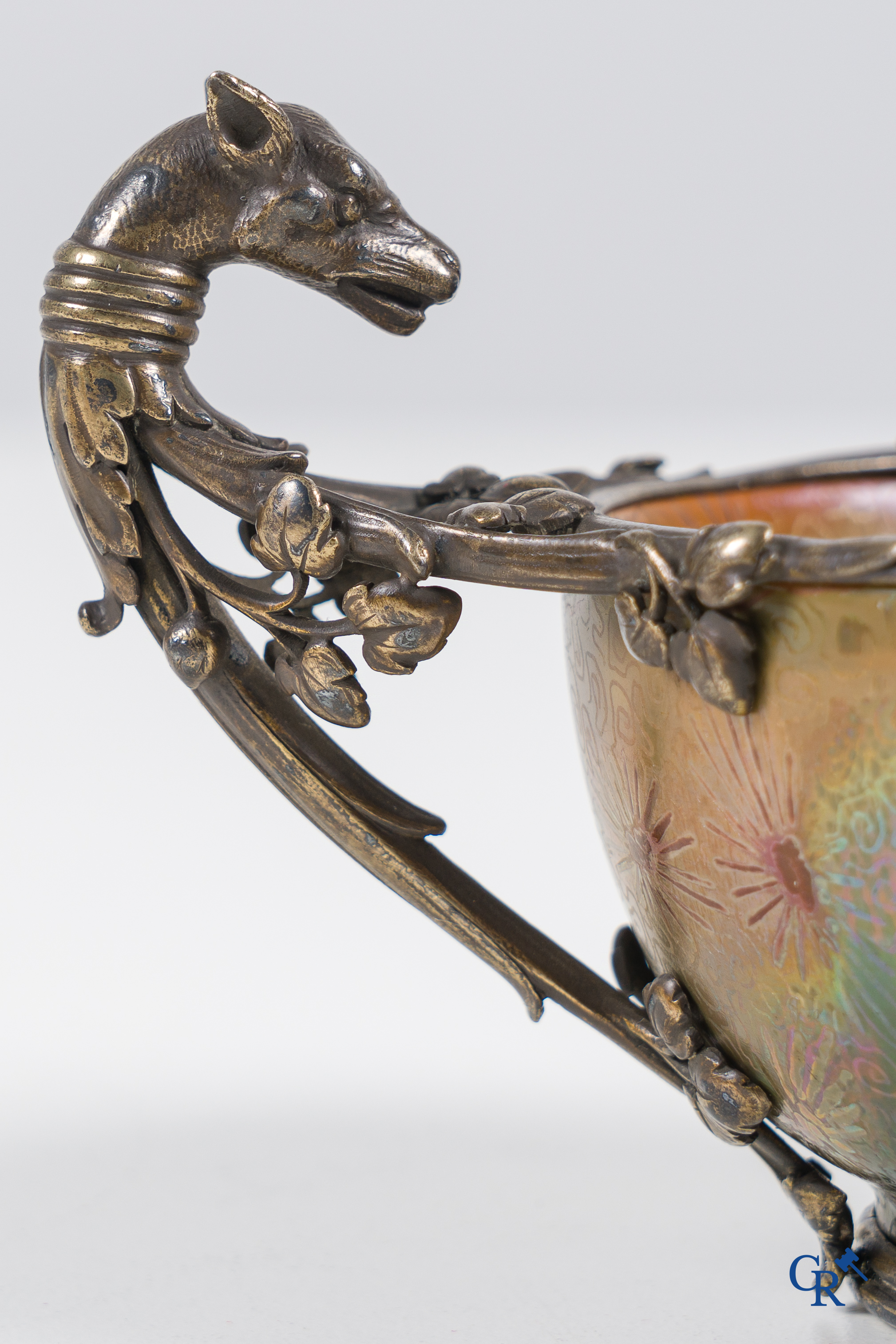 Frédéric Boucheron, Clement Massier and Lucien Hirtz. Forged silver and ceramics. Paris work circa 1897.