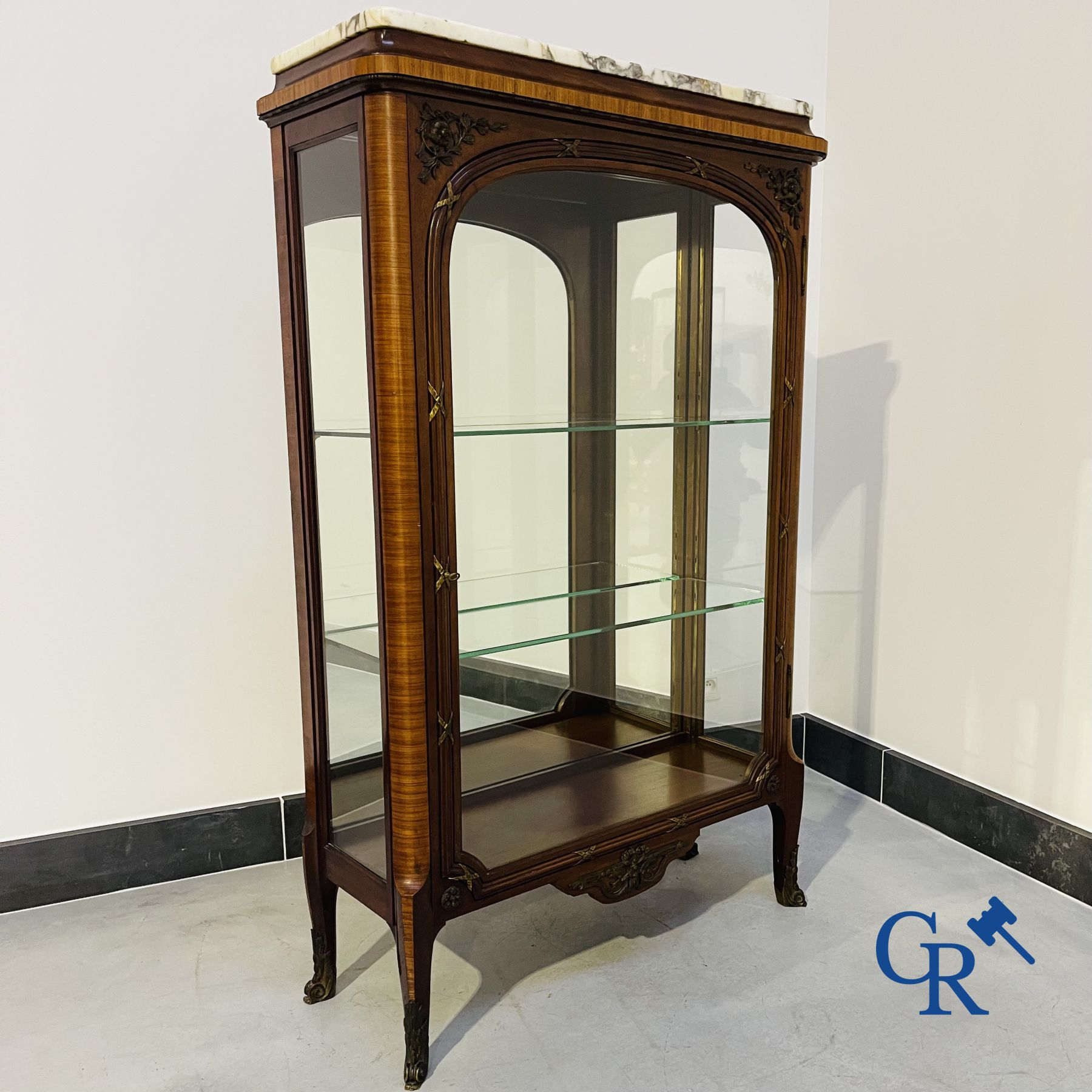 Display cabinet in LXVI style with bronze fittings. period 1900-1920