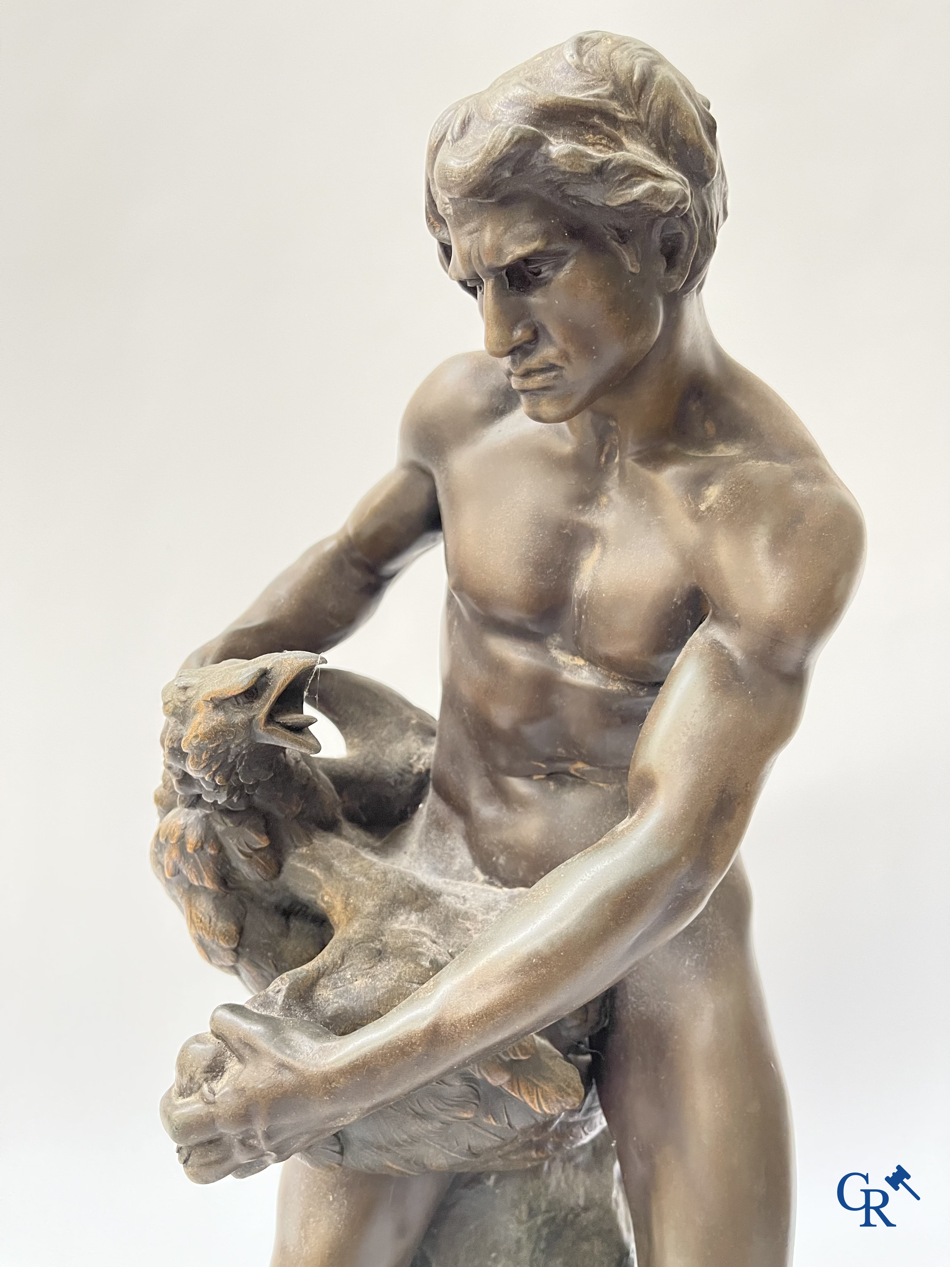 Lot de 3 sculptures en régule. Anatole Guillot, Emile Bruchon, Rousseau, vers 1900.