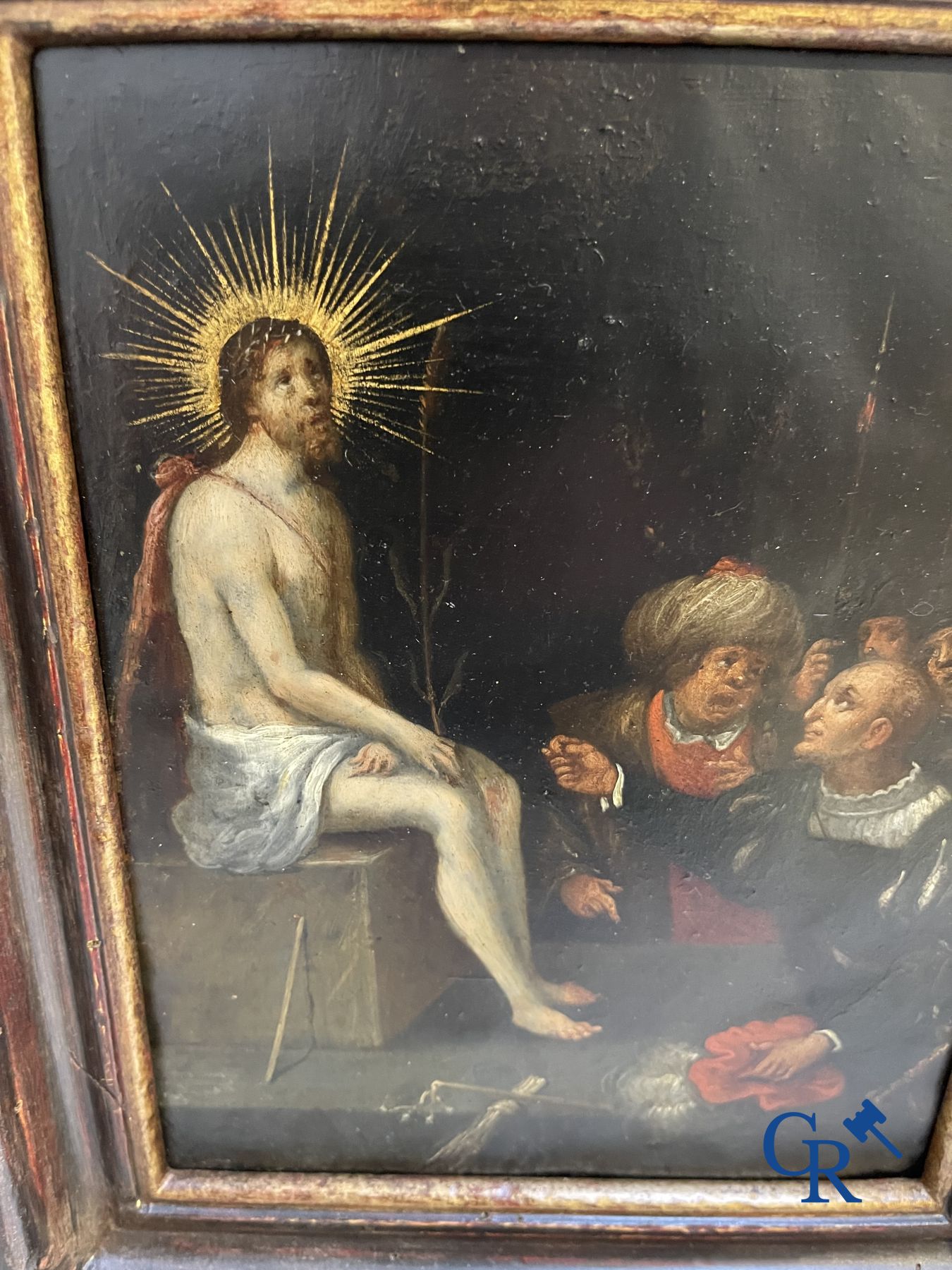 Schilderij: Antwerpen, 16de eeuw. De bespotting van Christus.