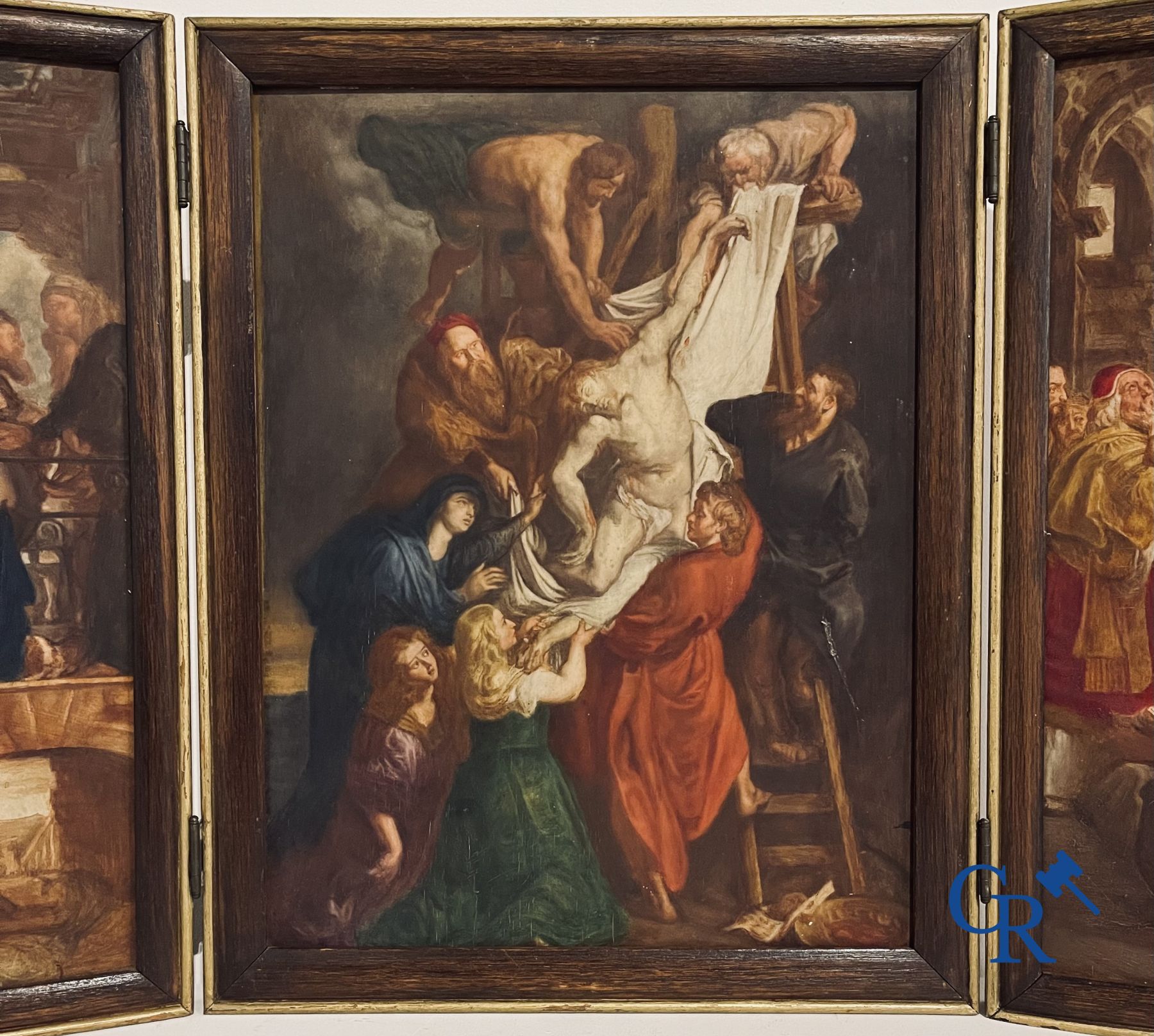 Triptych: After Pieter Paul Rubens, 19th century sketch of the 3 inner panels of the Descent from the Cross.