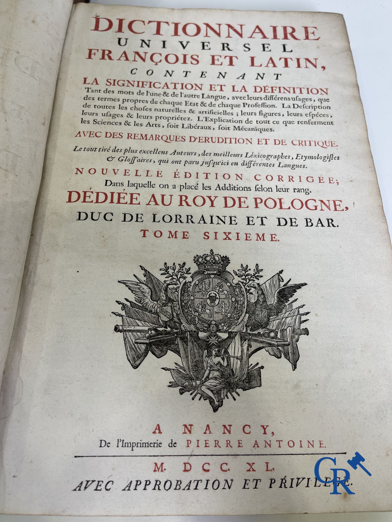 Oude boekdrukken: Dictionnaire de Trévoux, Pierre Antoine 1740.