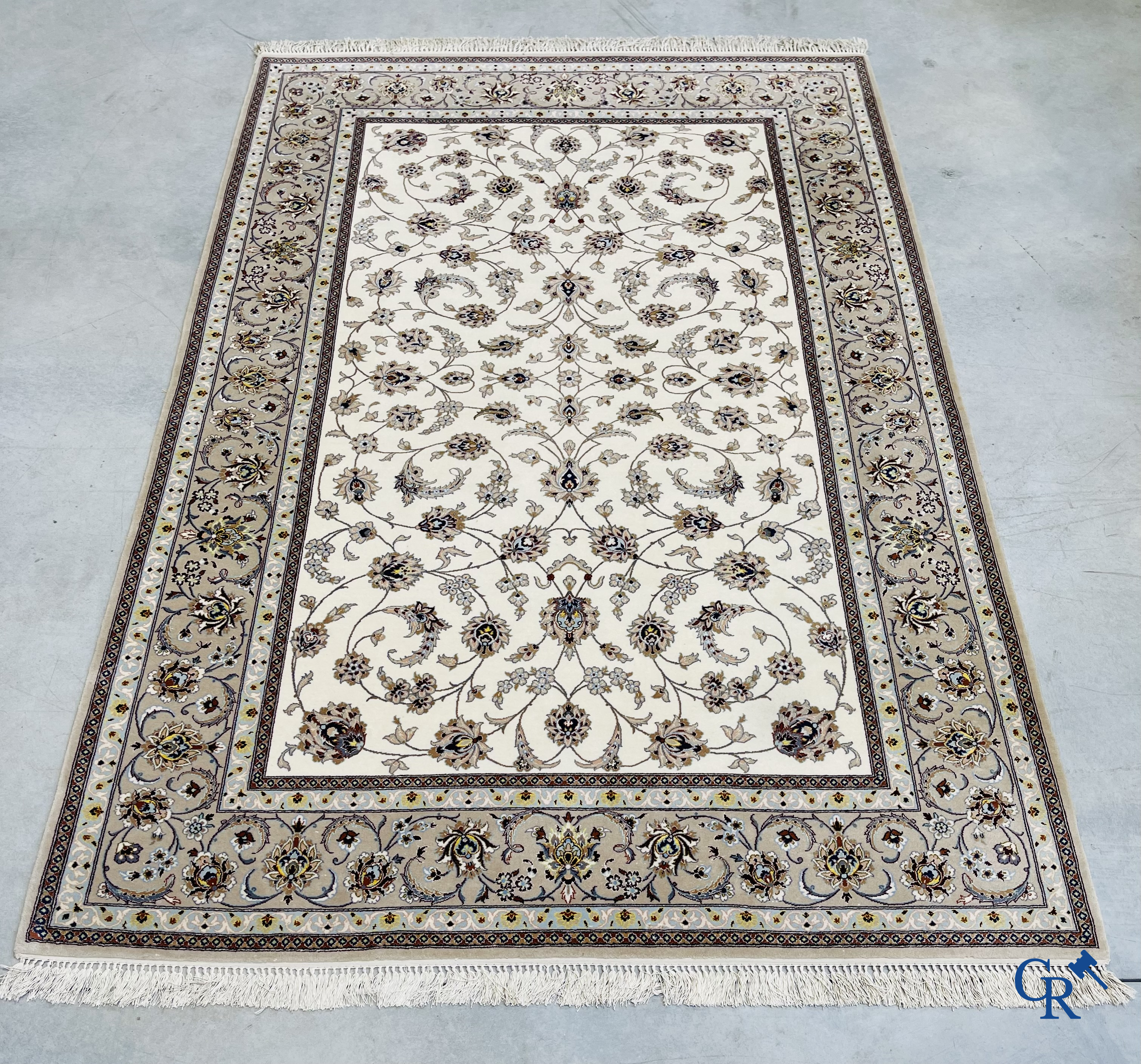 Persian carpets. Fine knotted Nain carpet with floral decor.