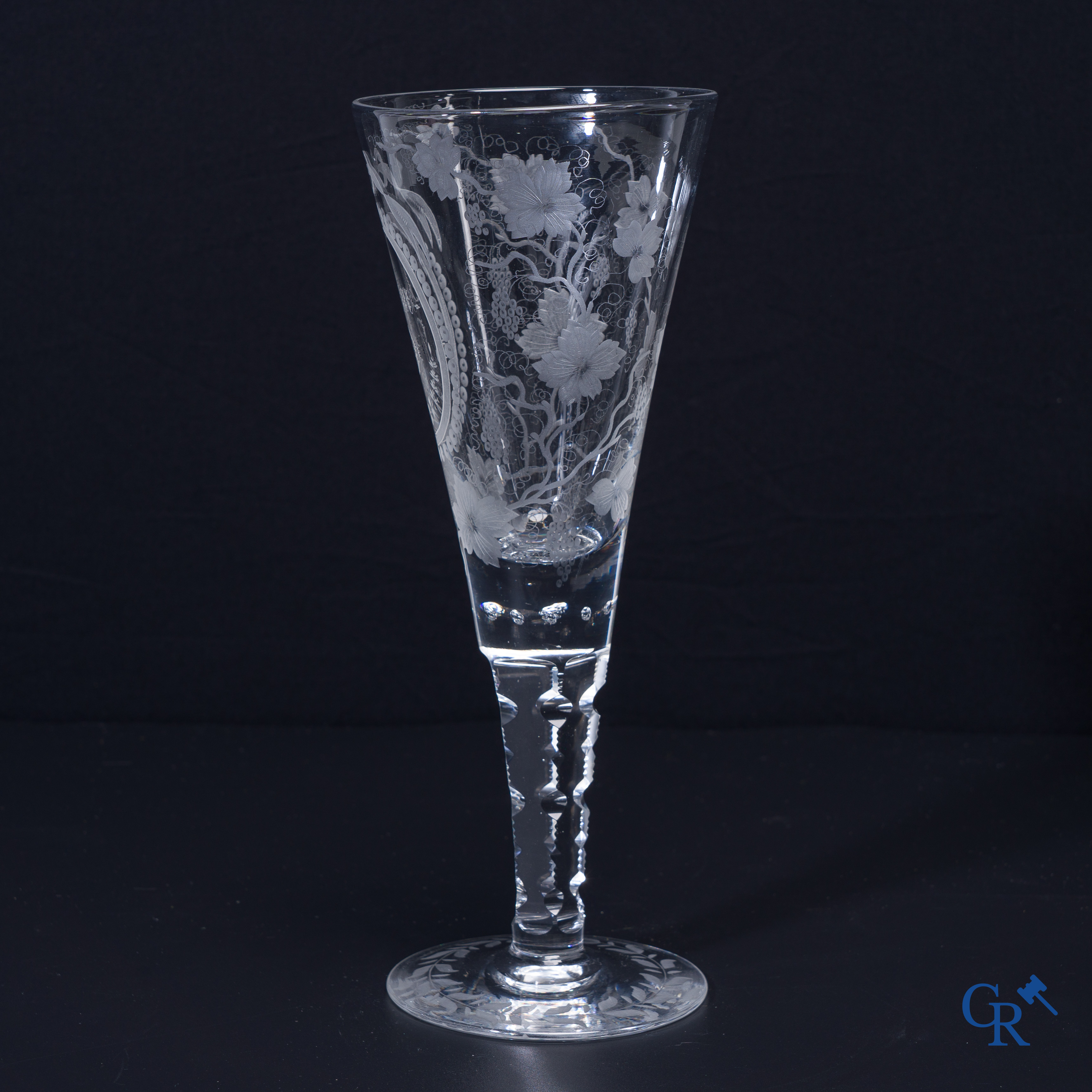 Exceptional glass in clear waisted crystal. Most probably Val Saint Lambert. 19th century.