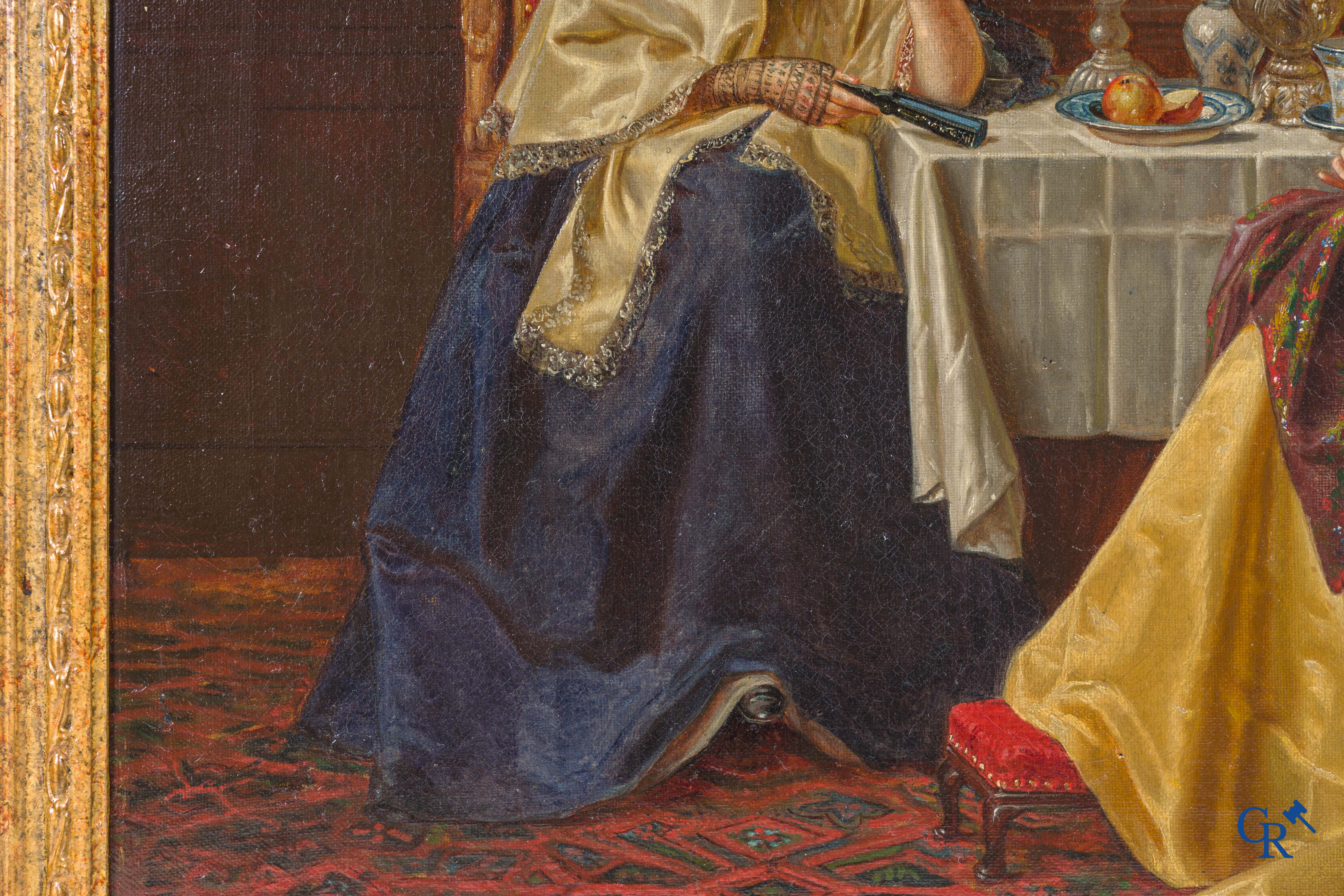 Joseph Payton, école anglaise. La lettre. Huile sur toile, signée et datée J. Payton 1870.