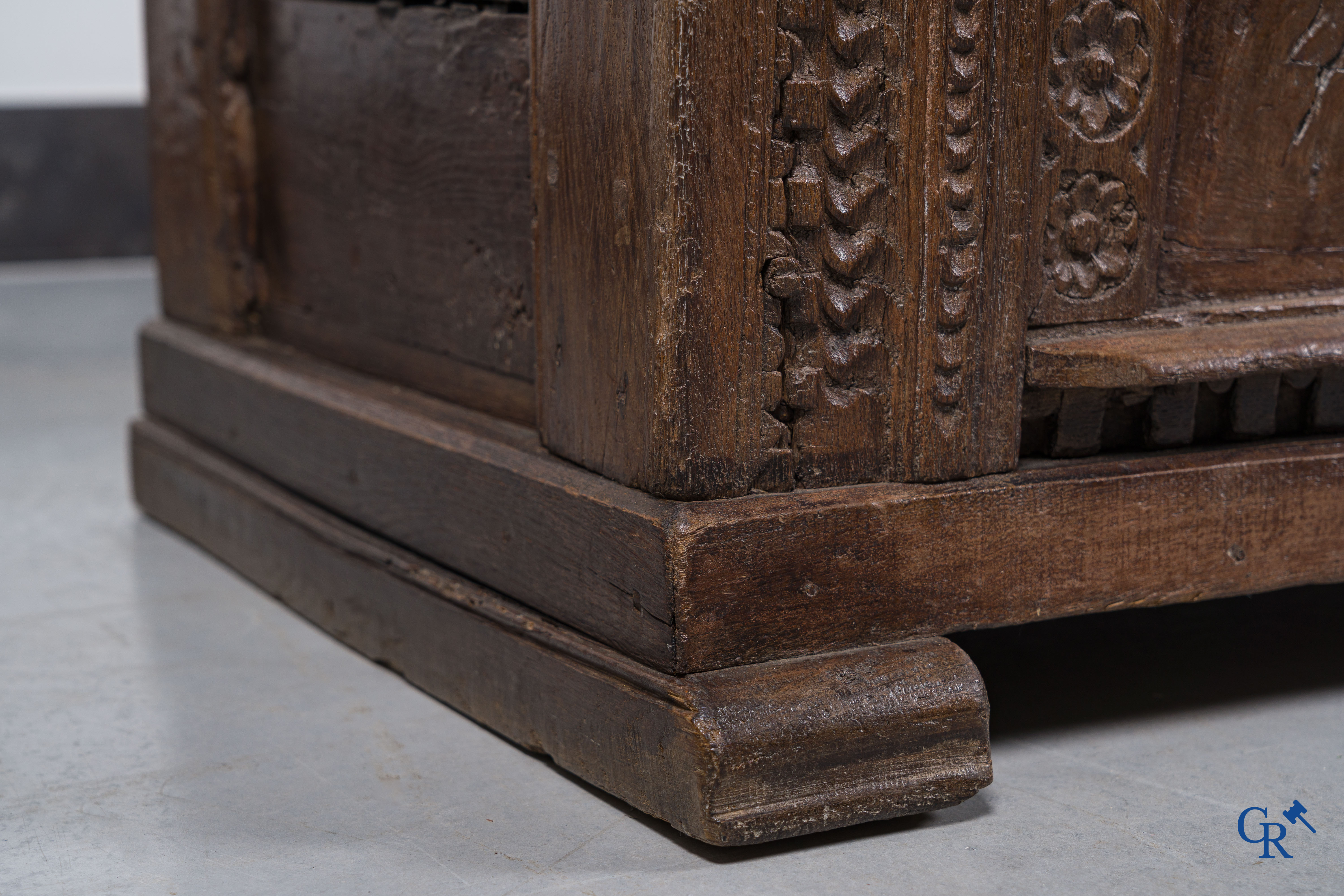 Antique wooden trunk, 18th century.