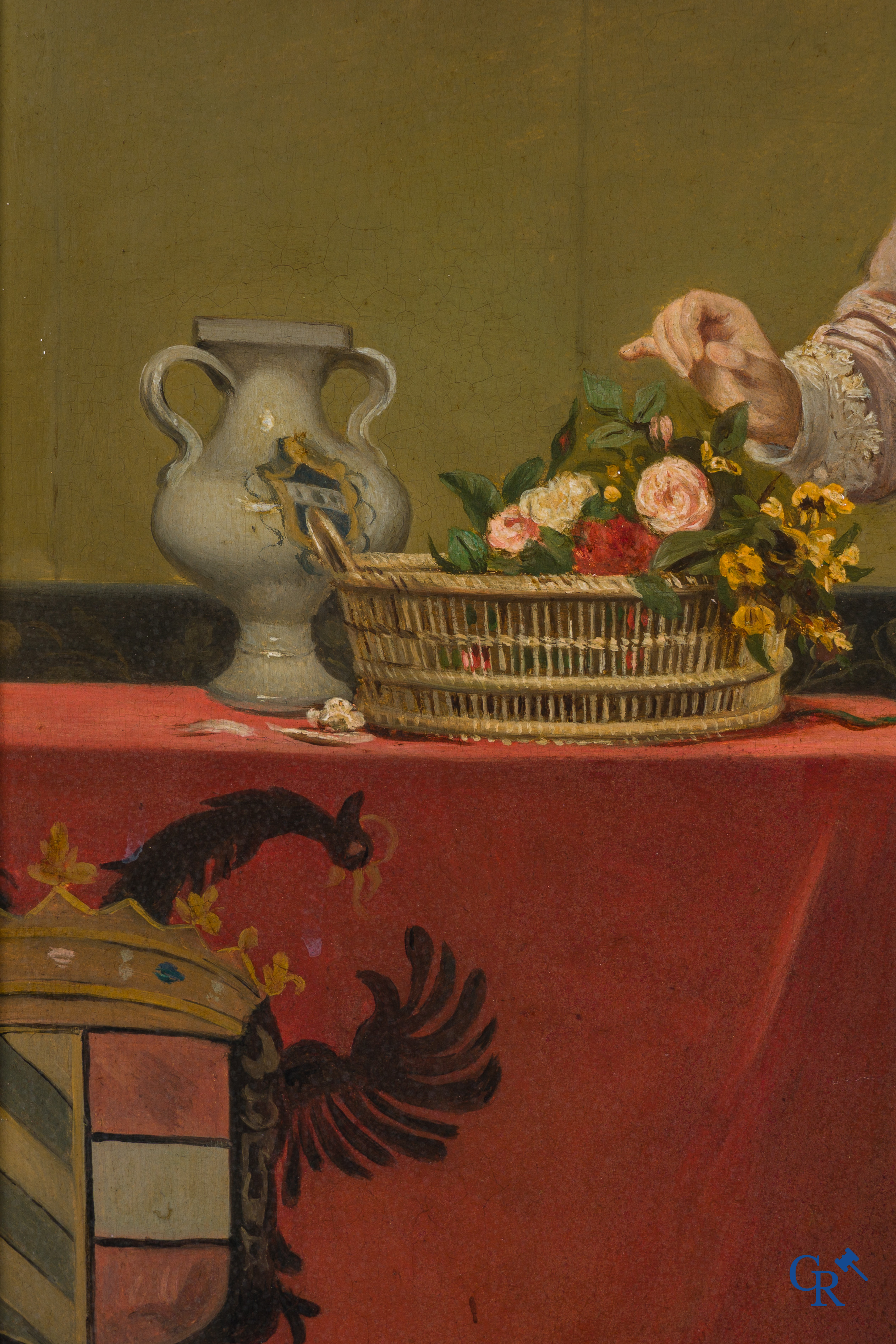 Florent Willems (1823-1905) "The flower bouquet" Oil on panel, signed lower right Fl. Willems.