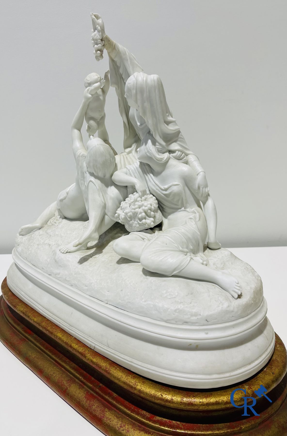 Large statue in white biscuit in the manner of Sèvres. 19th century.