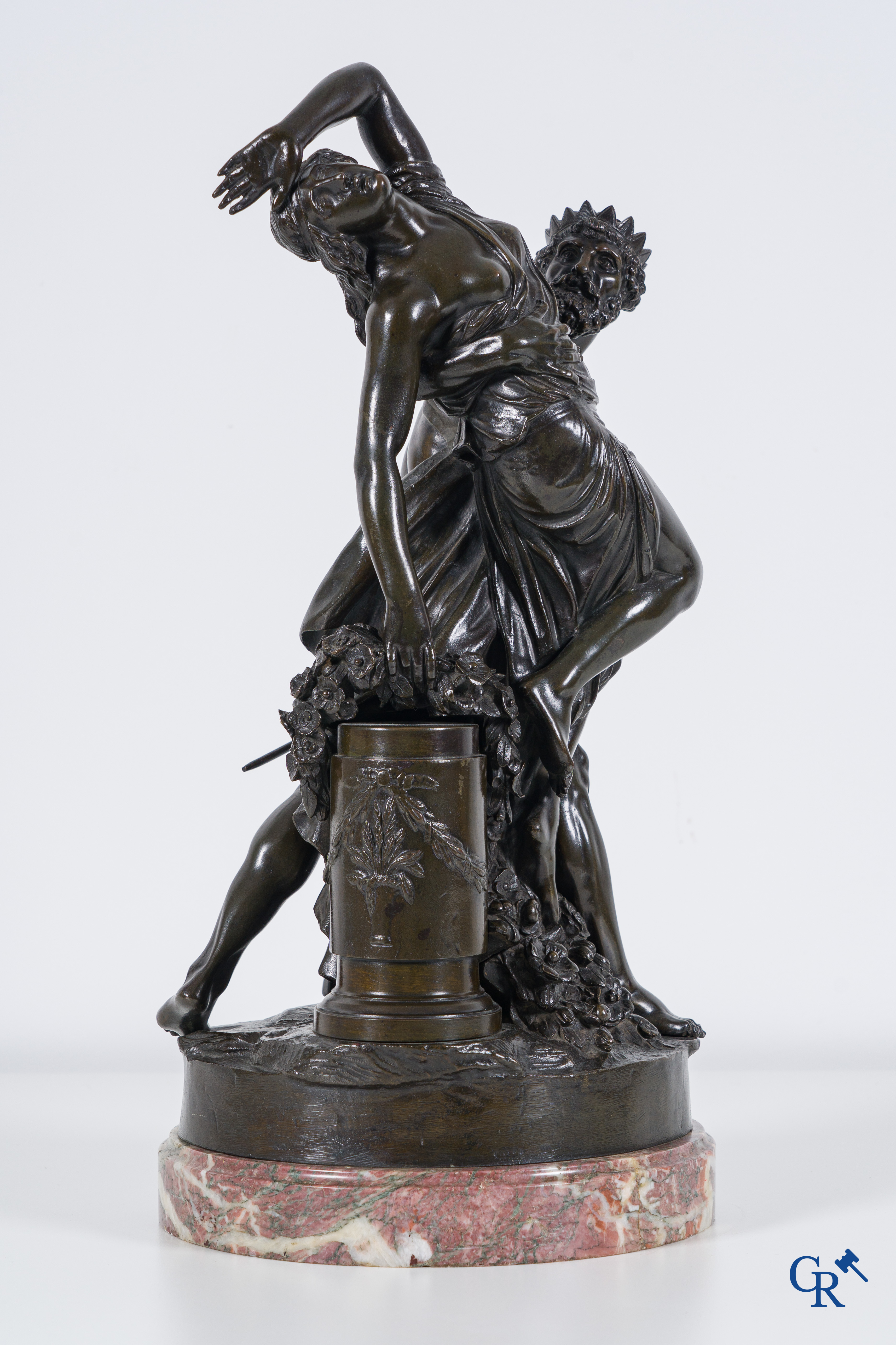 Simon Louis Boizot (1743-1809) L'enlèvement de Proserpine par Pluton, statue en bronze sur un socle en marbre veiné. XIXe siècle.