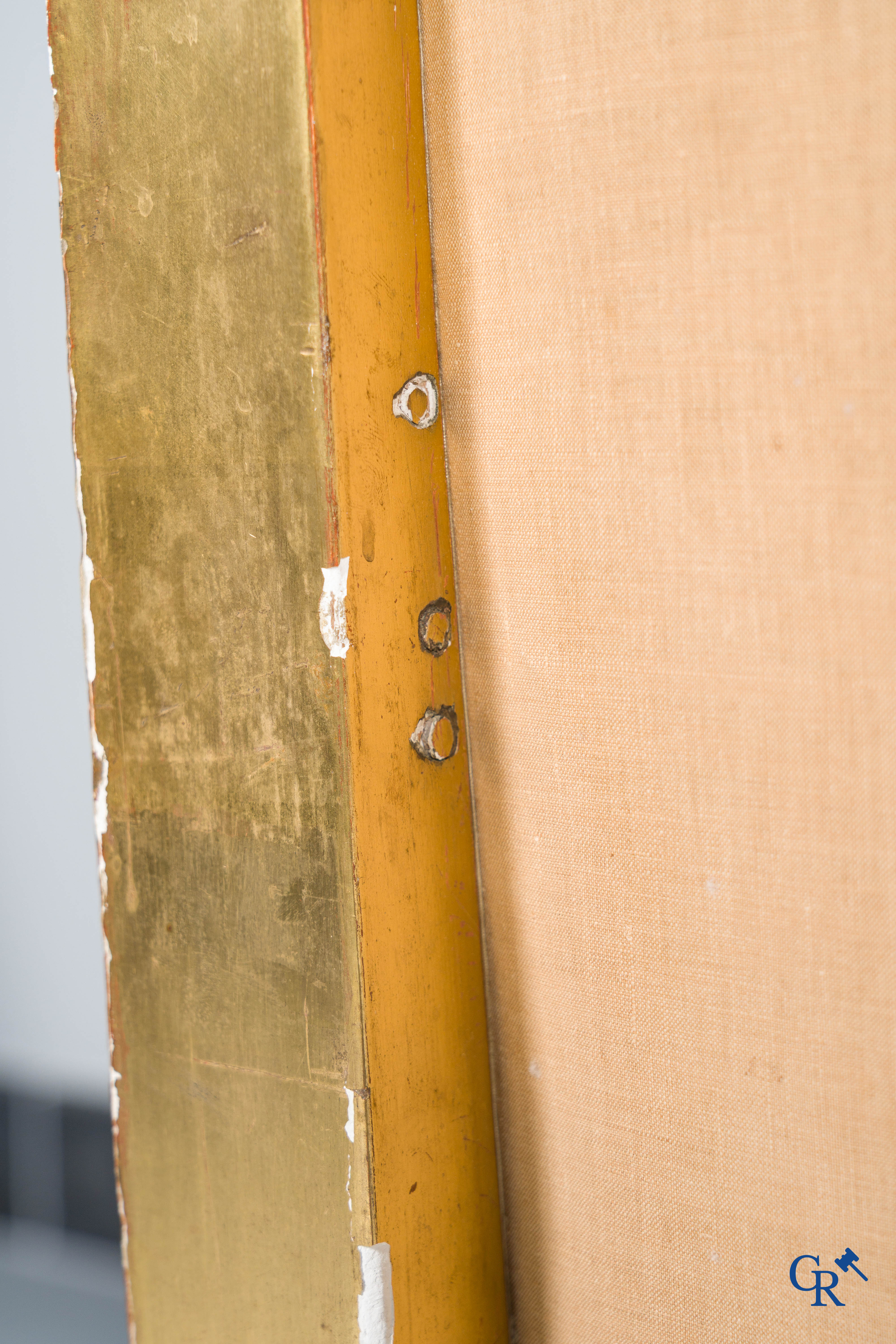 Lodewijk XVI-periode. Marquise in fijn gesculpteerd en verguld hout. Eind 18e eeuw.