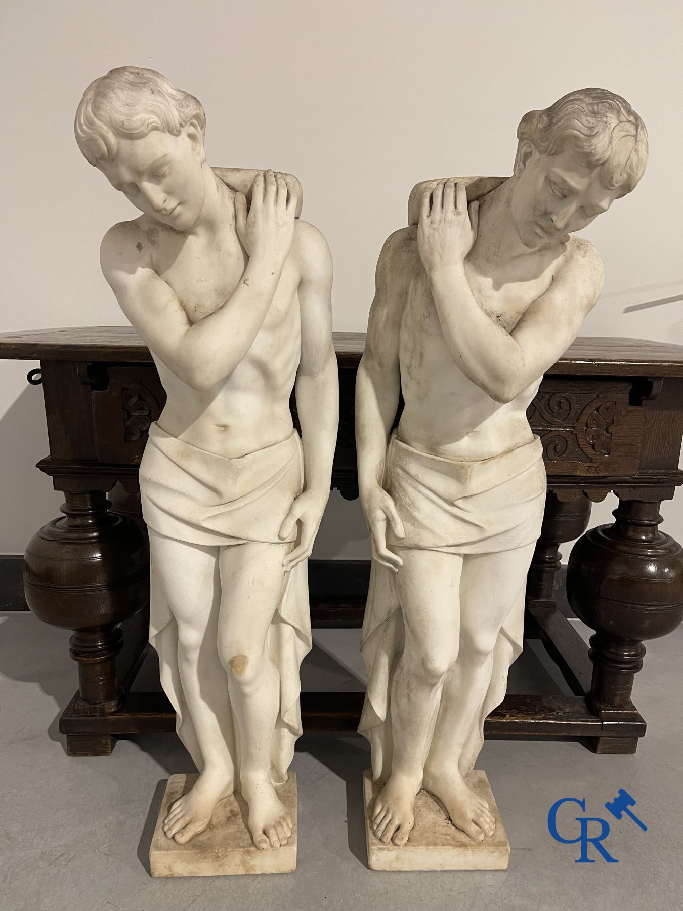 2 marble sculptures.